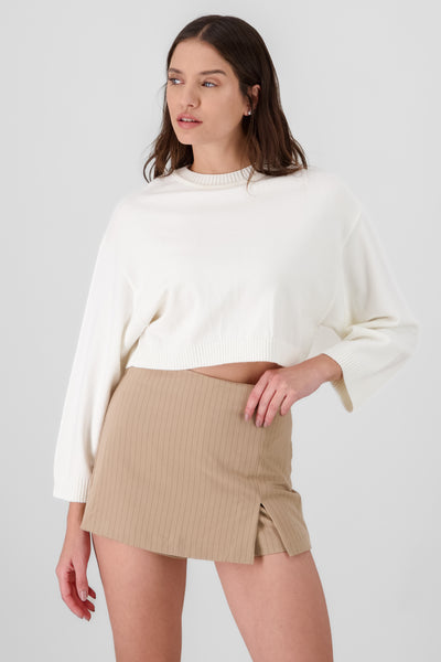 Solid Long Sleeve Sweater IVORY