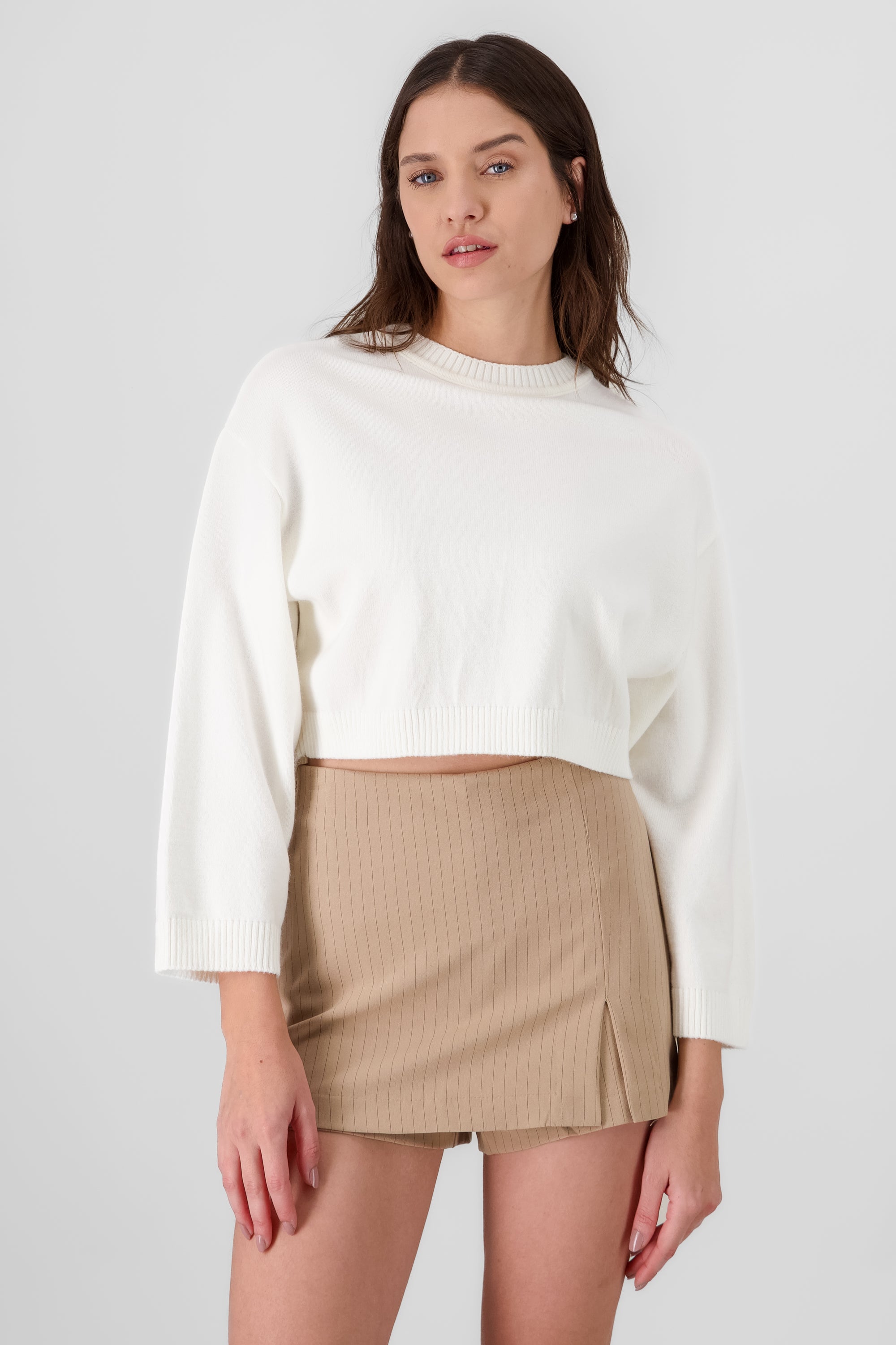 Solid Long Sleeve Sweater IVORY