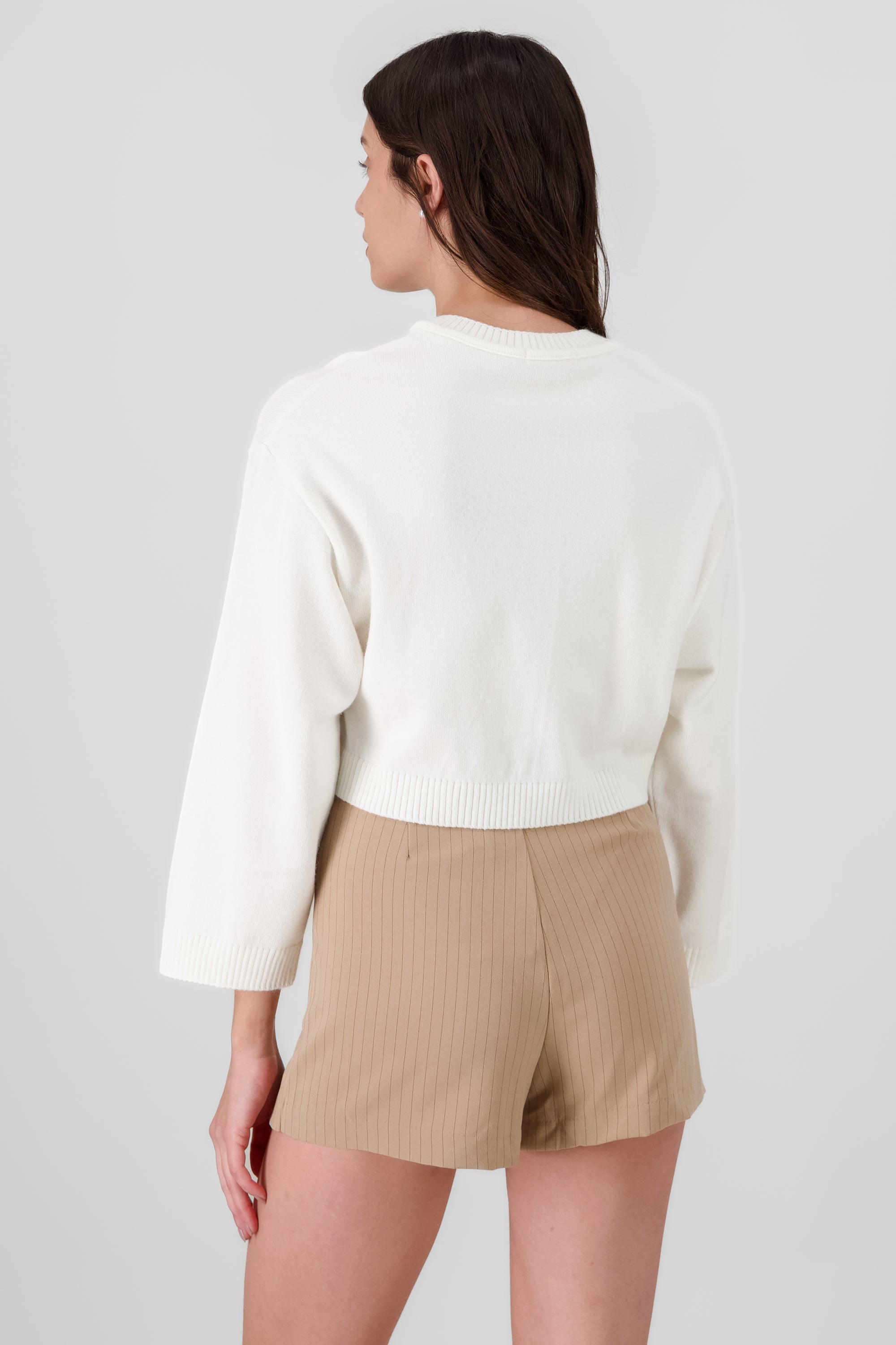 Solid Long Sleeve Sweater IVORY