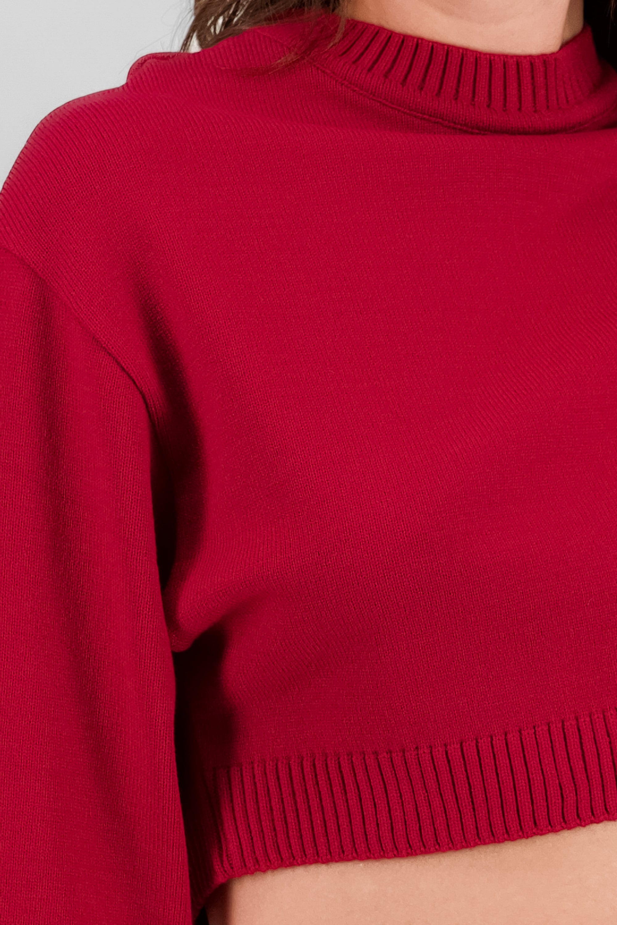 Solid Long Sleeve Sweater RED