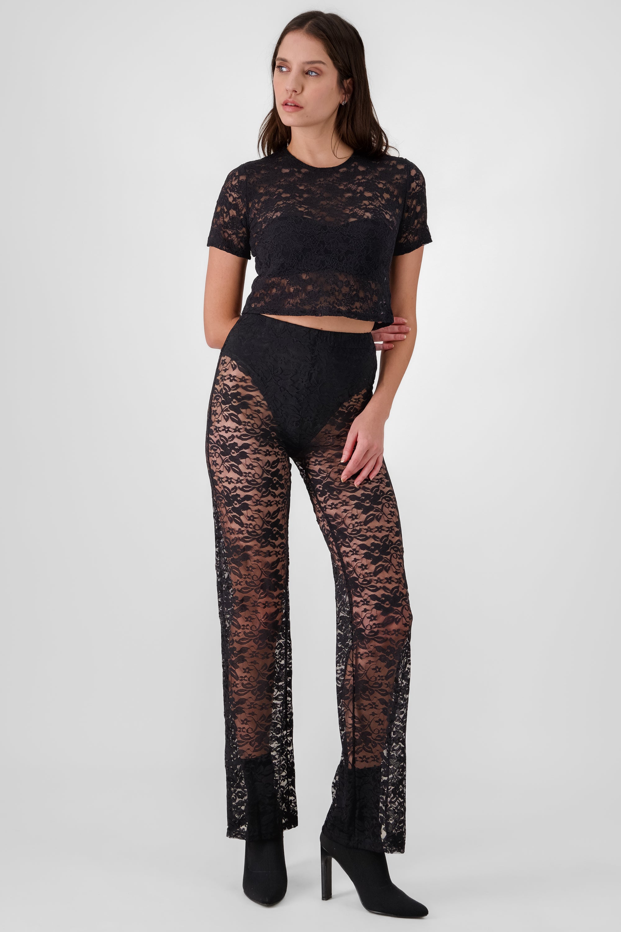 Lace Flared Pants BLACK