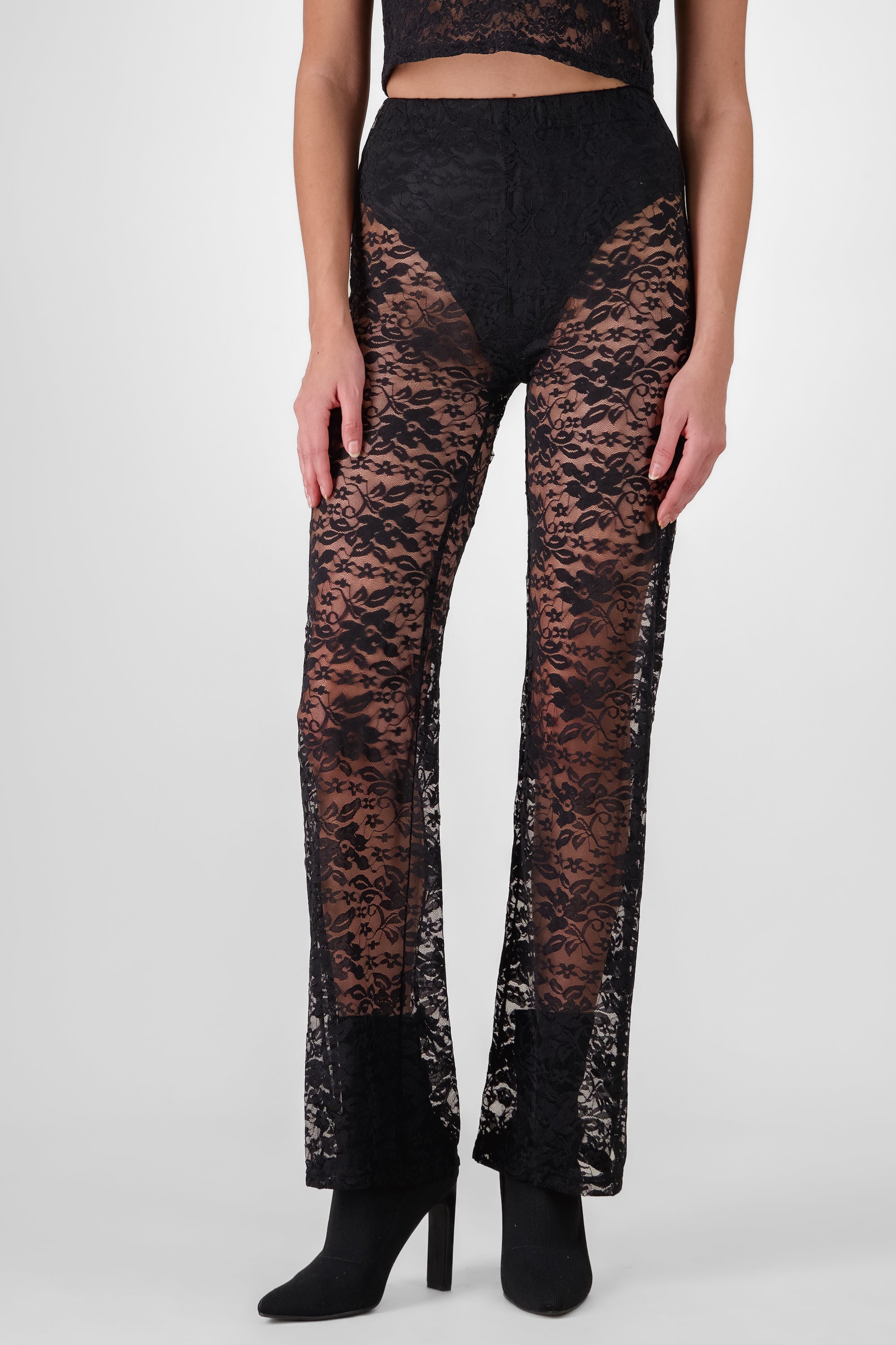 Lace Flared Pants BLACK