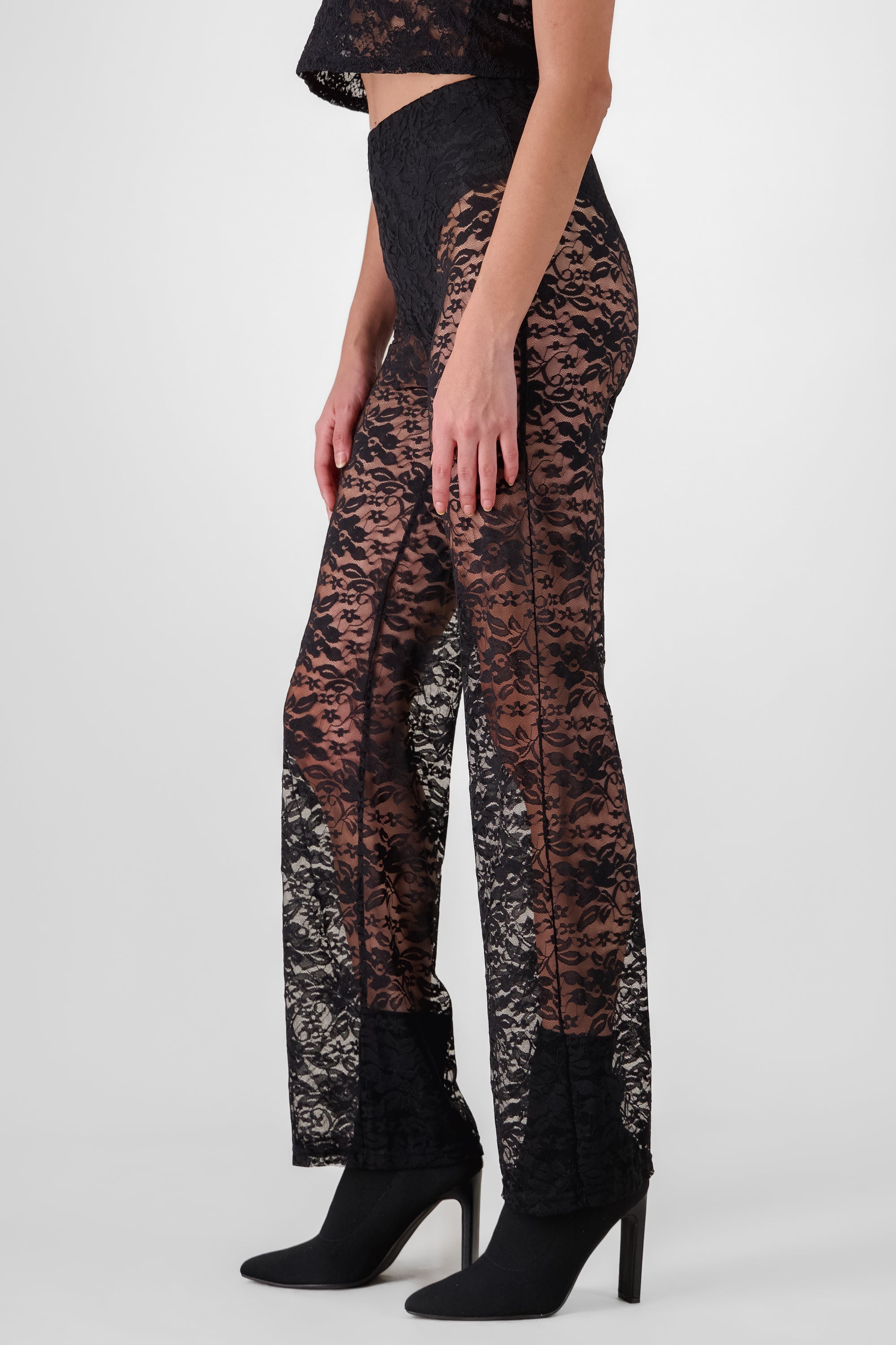 Lace Flared Pants BLACK