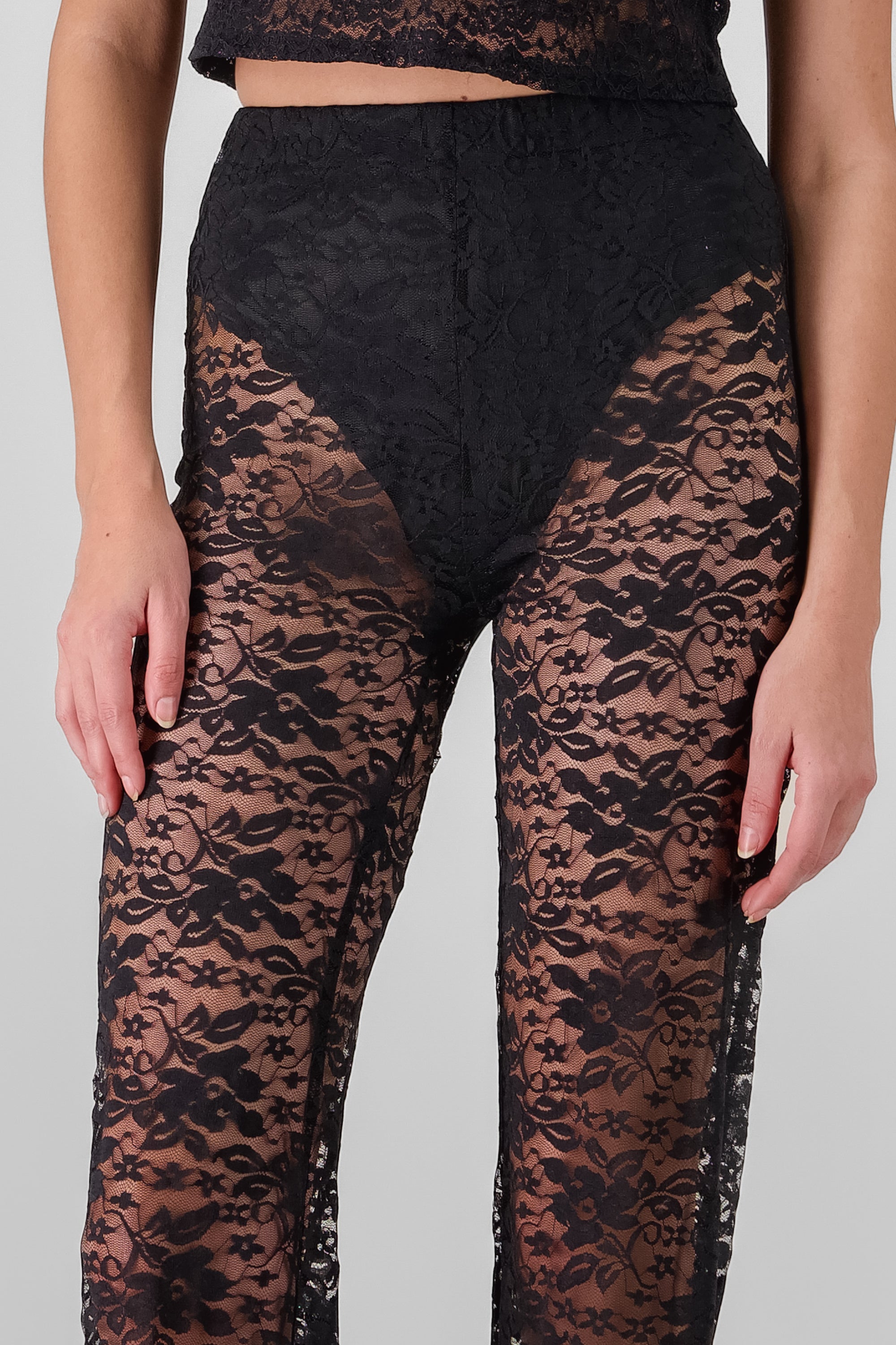 Lace Flared Pants BLACK