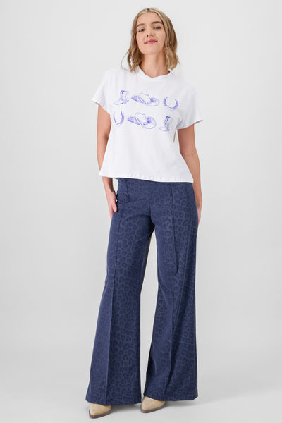 Matte Animal Print Pants ROYAL BLUE