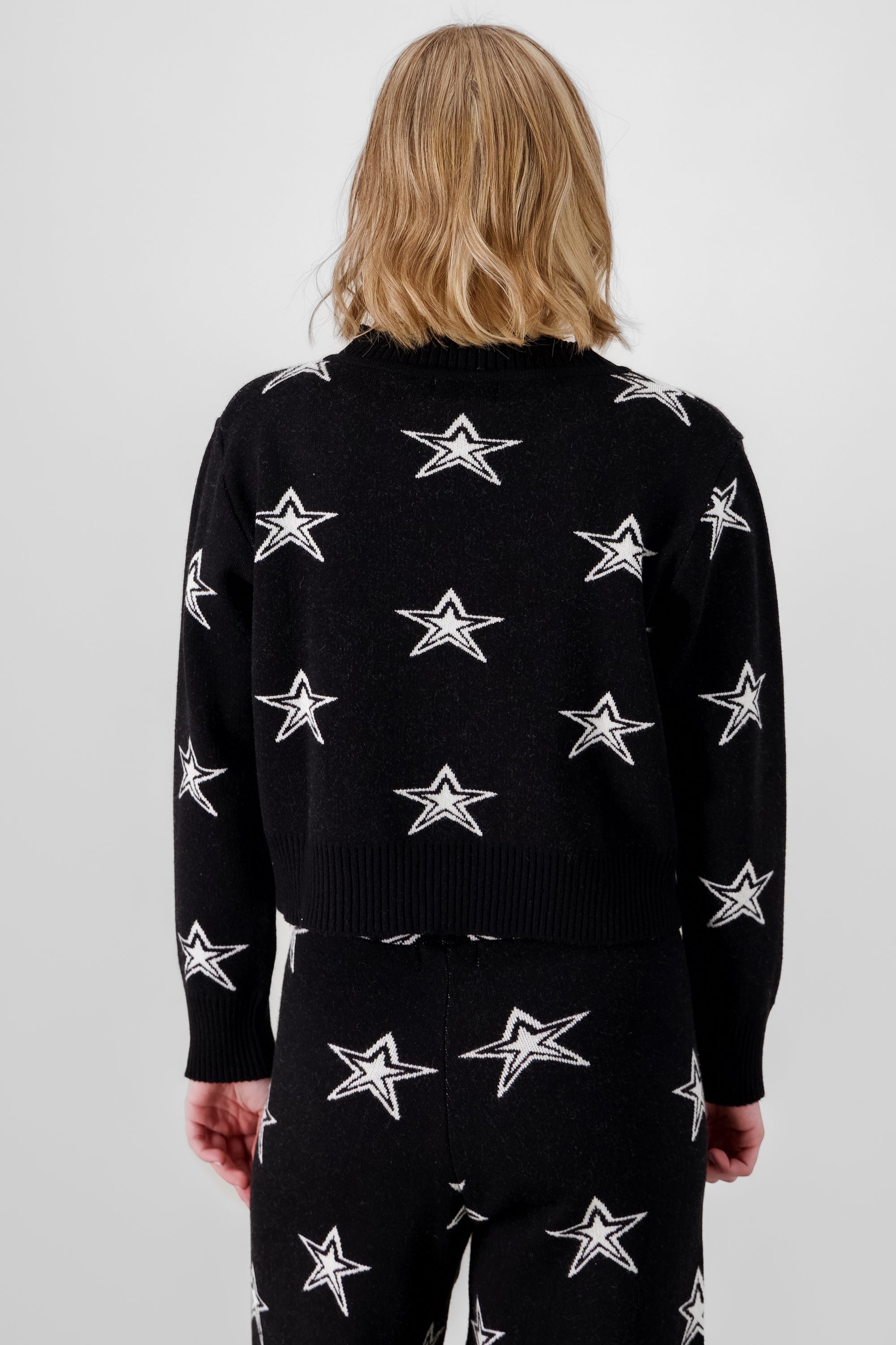 Star Print Soft Knit Sweater BLACK COMBO