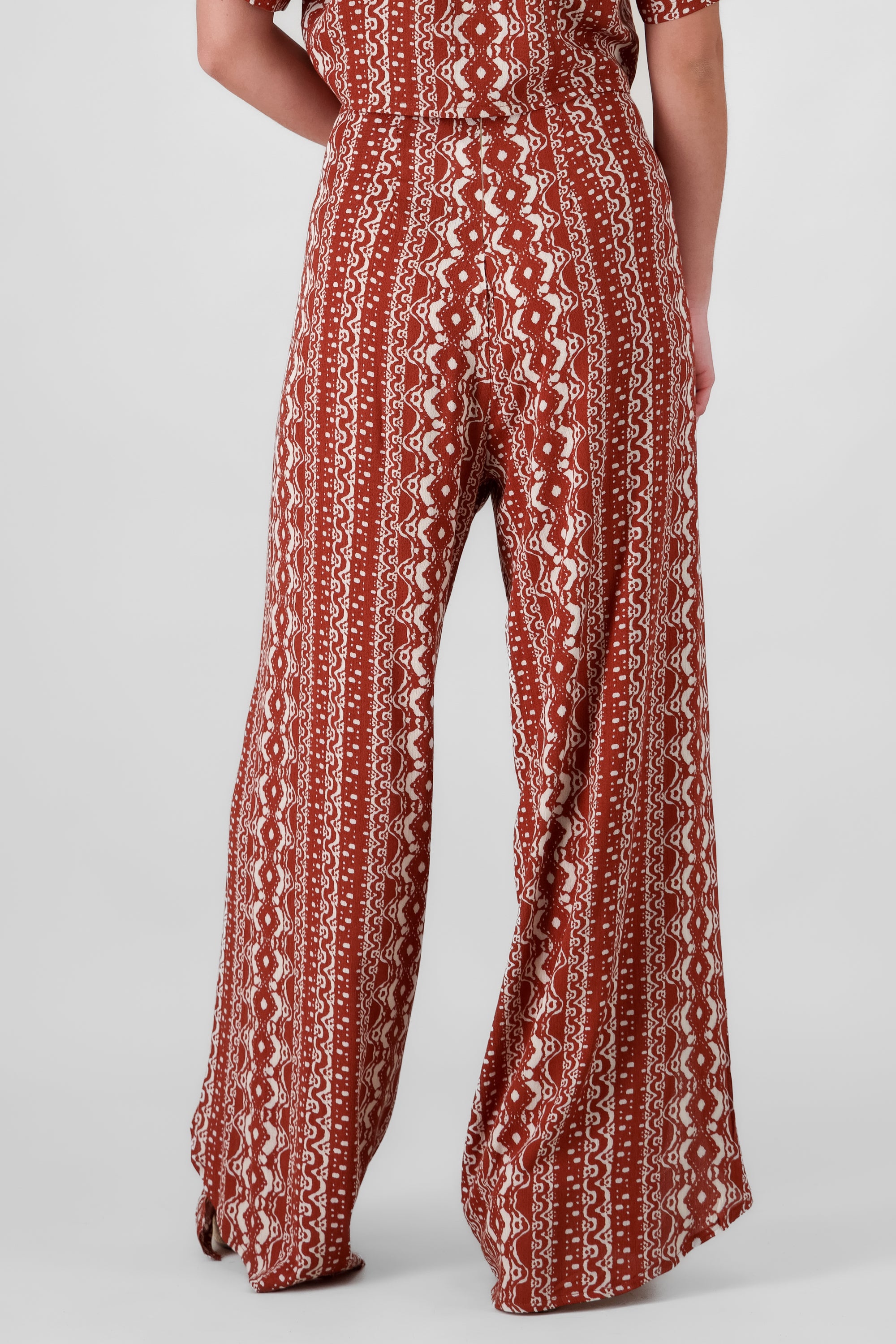 Printed Pants with Slits BRICK RED