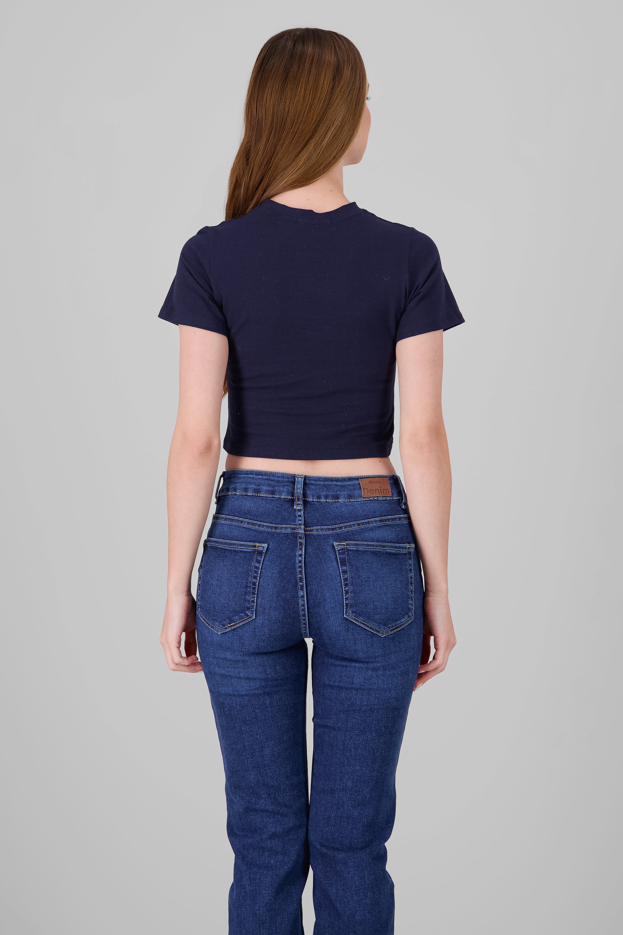 Cropped NY Print T Shirt NAVY COMBO