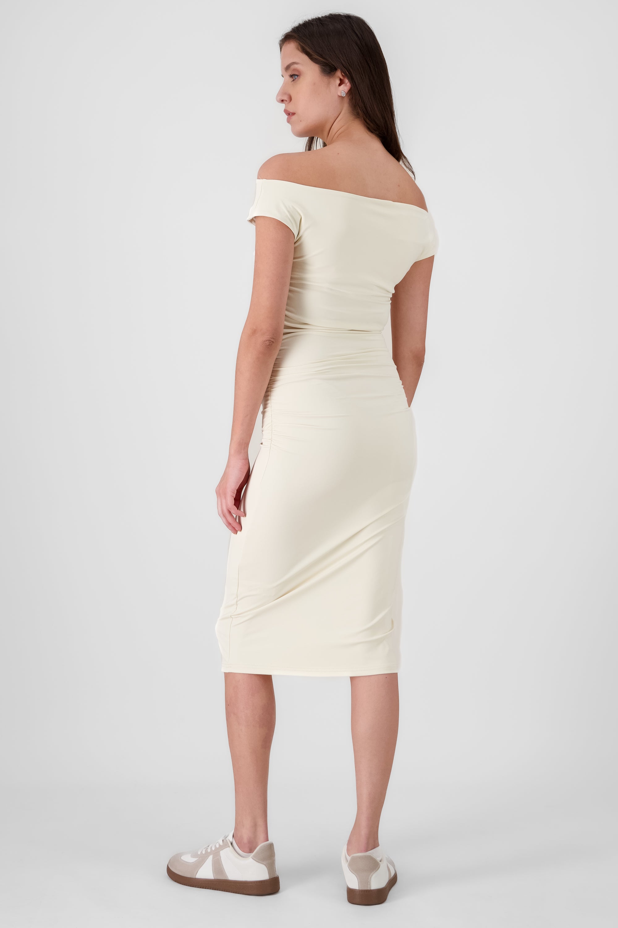 Solid Pleated Midi Dress CREAM