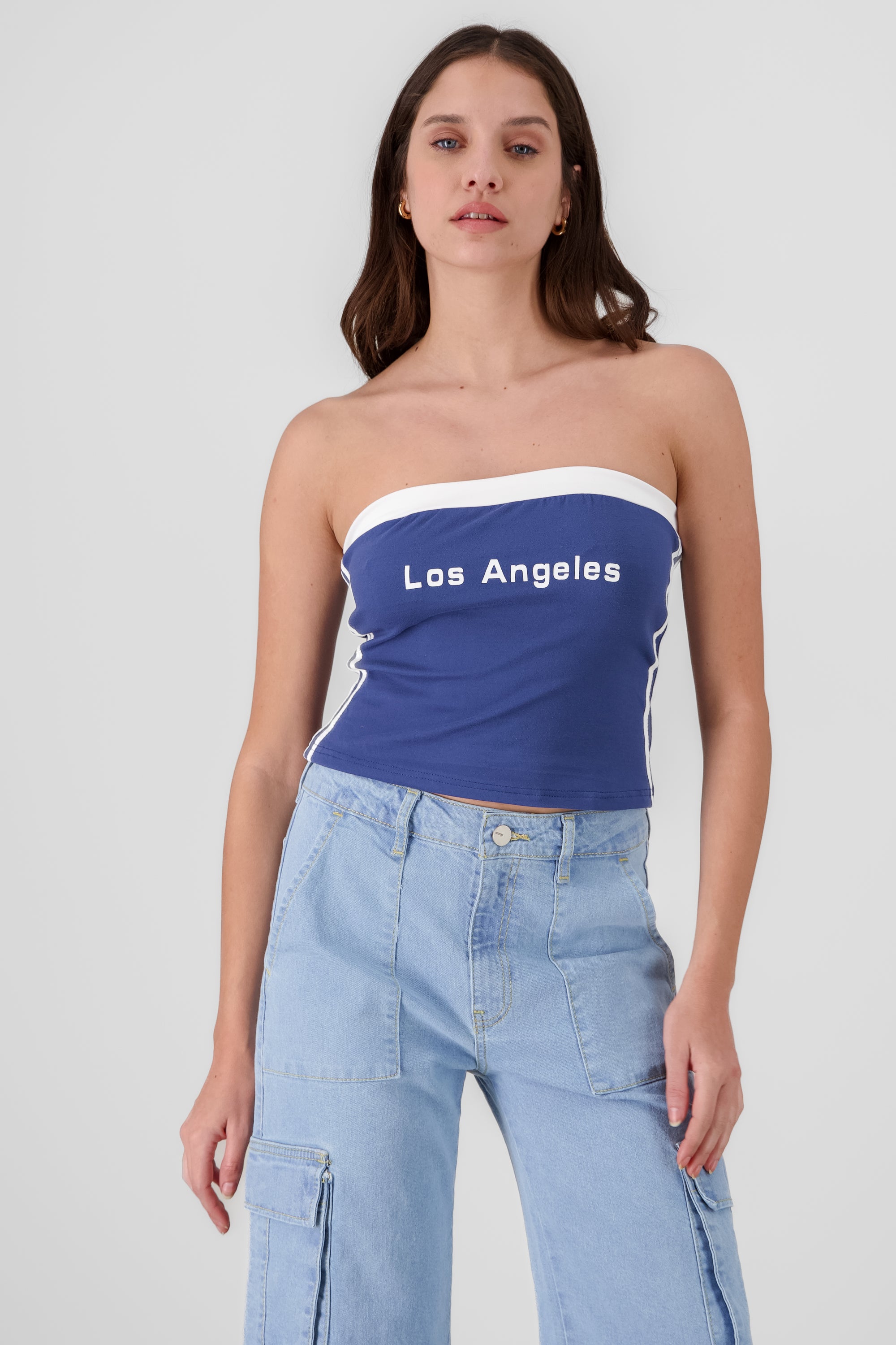 LA printed Tube Top NAVY COMBO