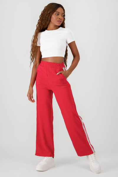 Straight Pants with 2 Side Stripes RED COMBO