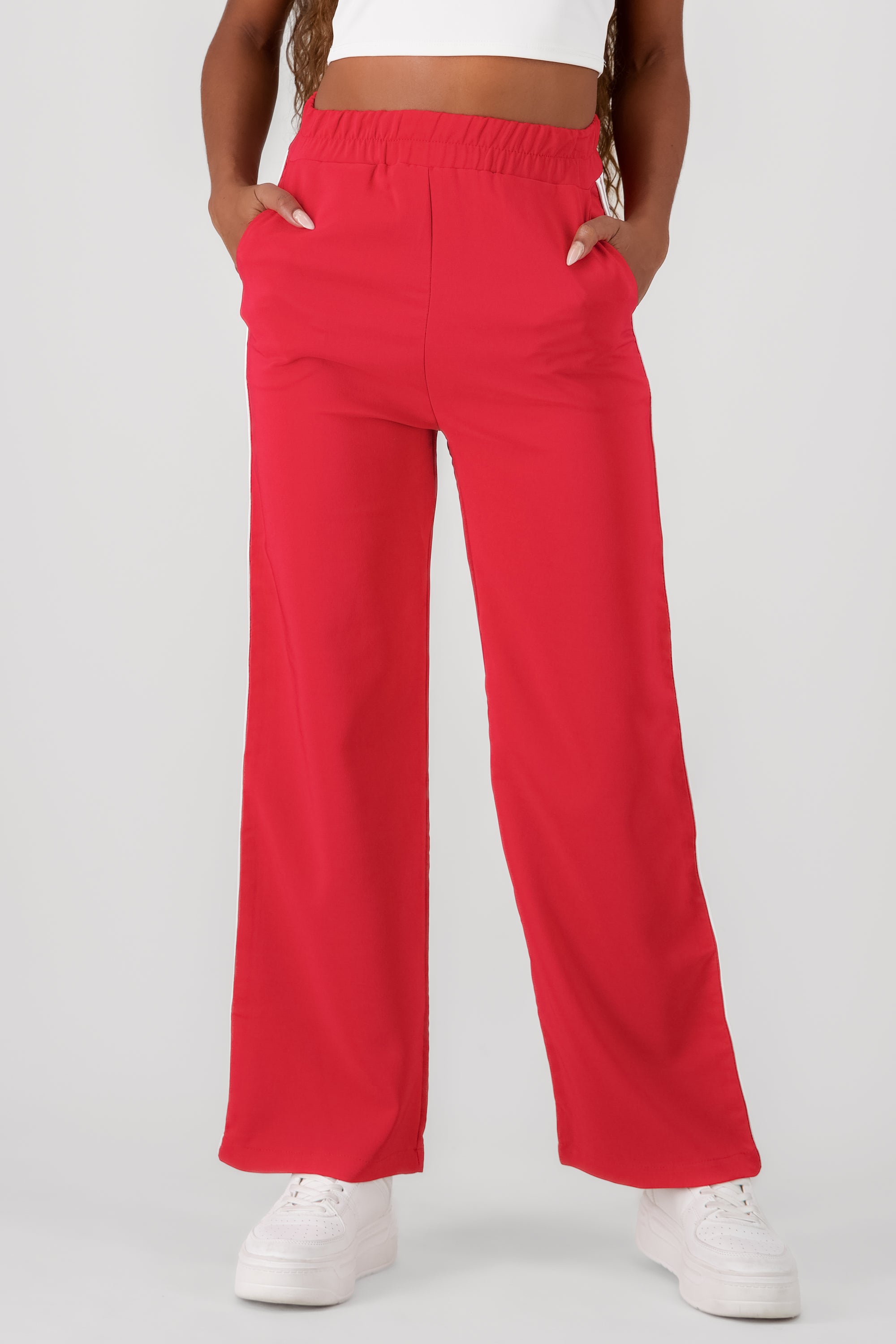 Straight Pants with 2 Side Stripes RED COMBO