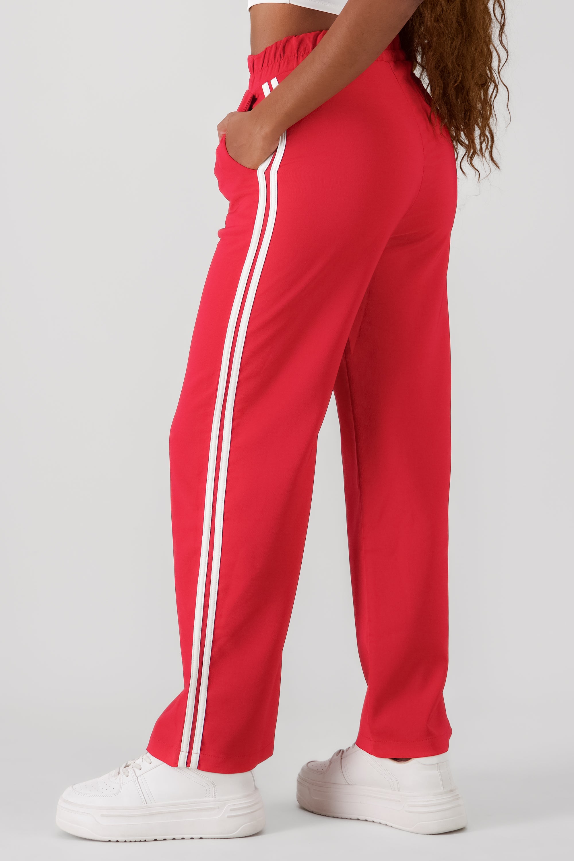 Straight Pants with 2 Side Stripes RED COMBO