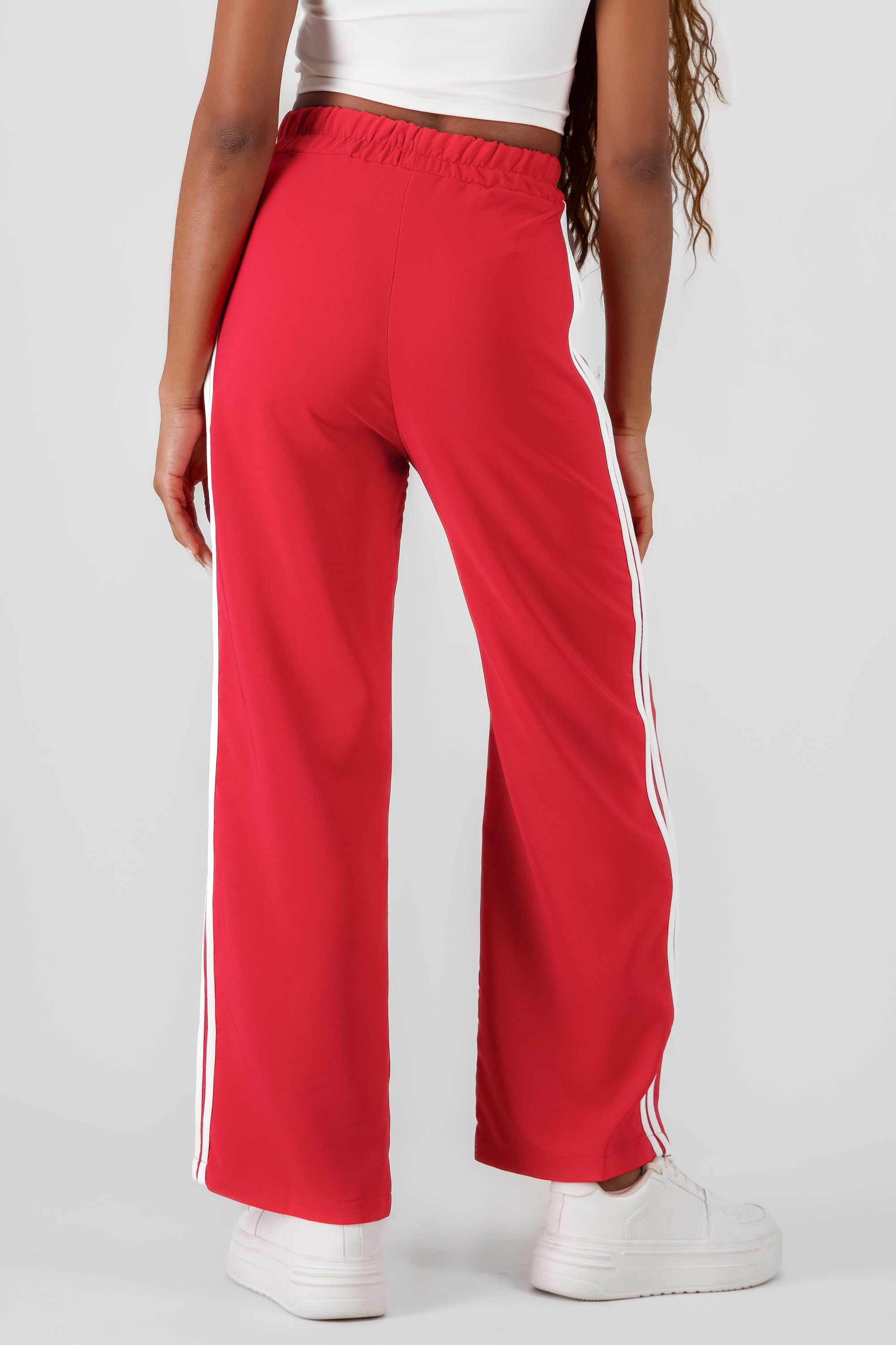 Straight Pants with 2 Side Stripes RED COMBO