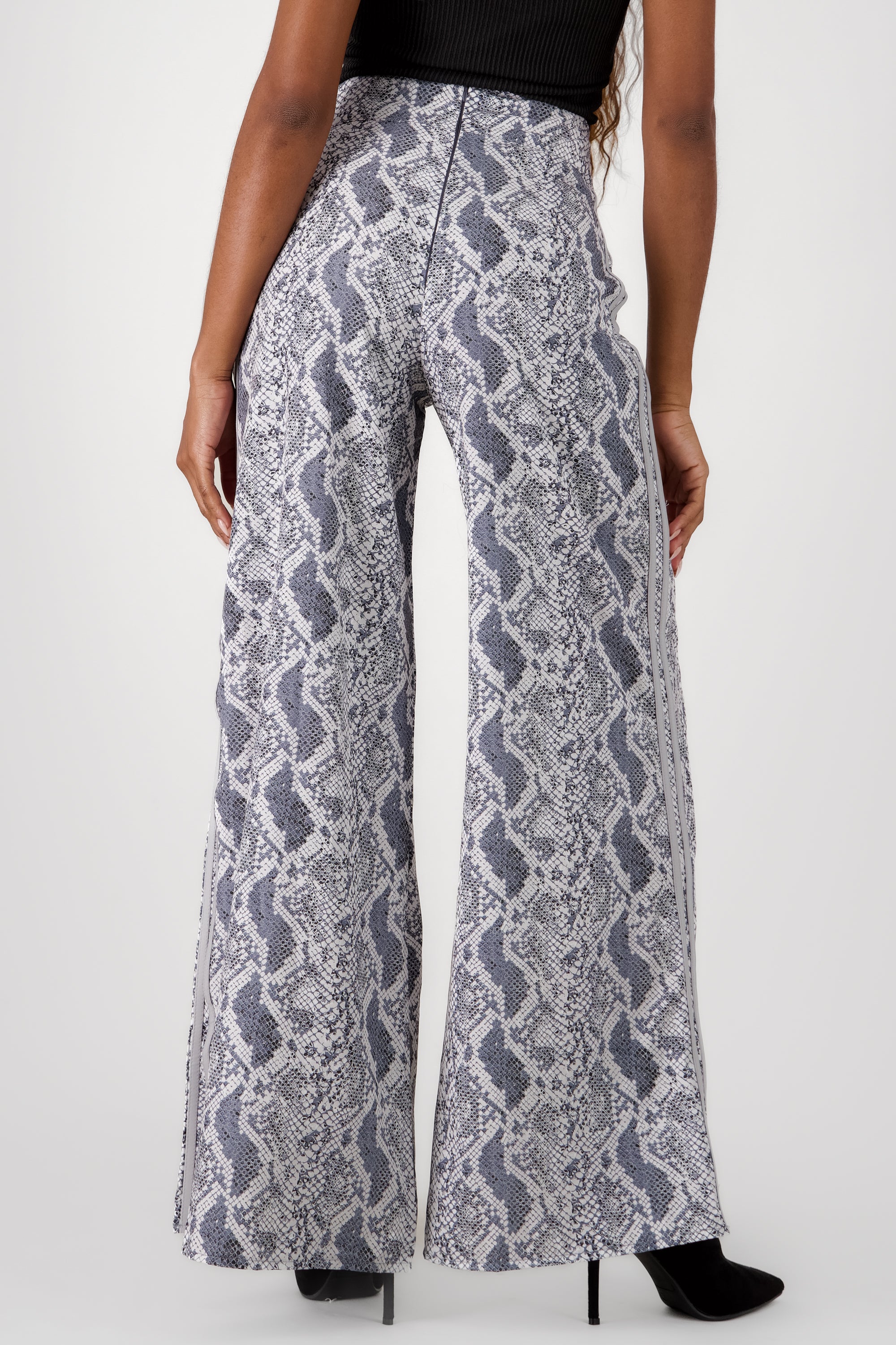 Straight Snake Print Pants GRAY COMBO