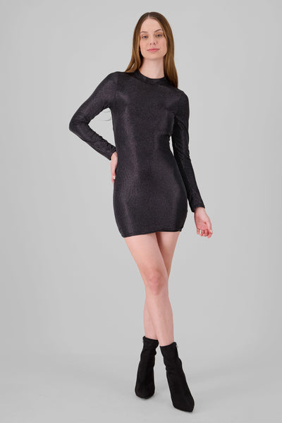 Long Sleeve Sparkly Dress BLACK