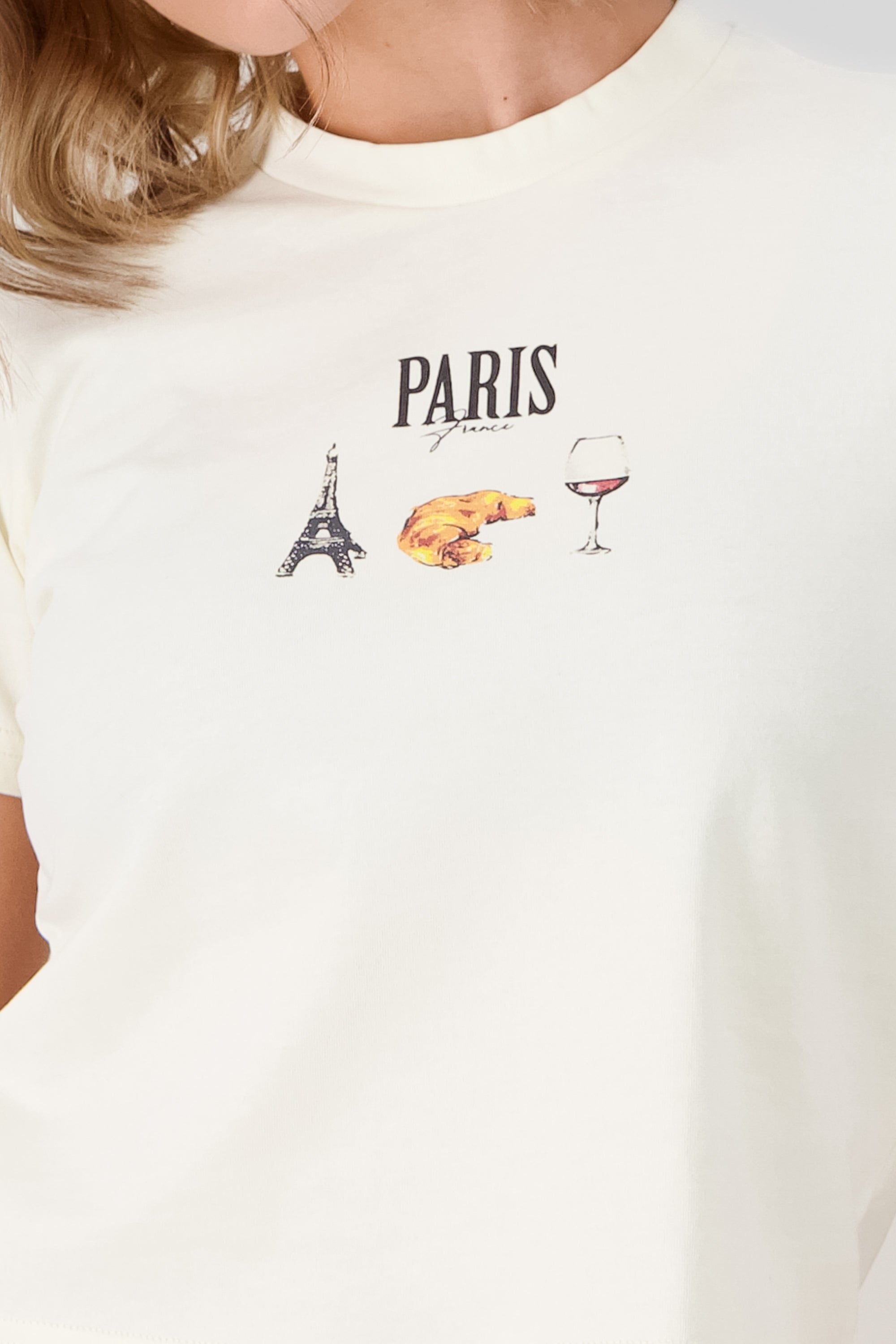 Paris Print Graphic T Shirt BONE COMBO