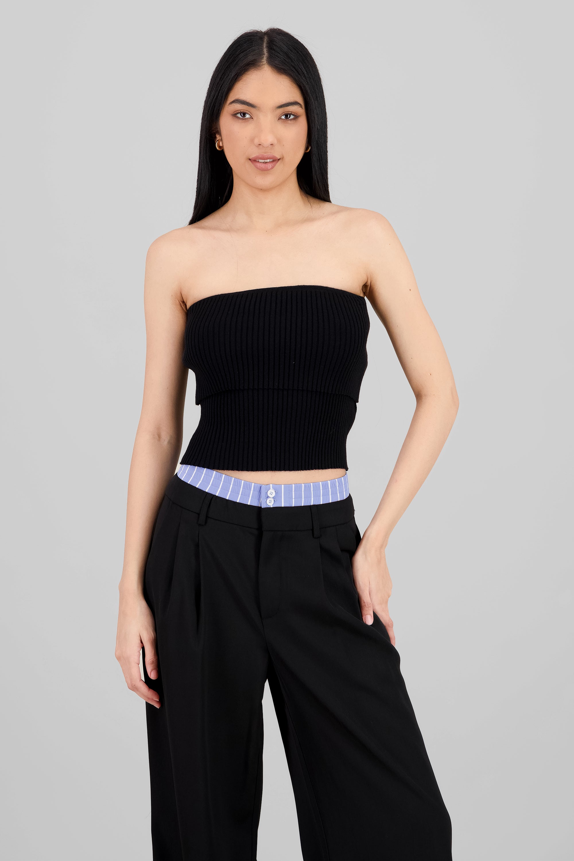 Thick Knit Off Shoulder Top BLACK