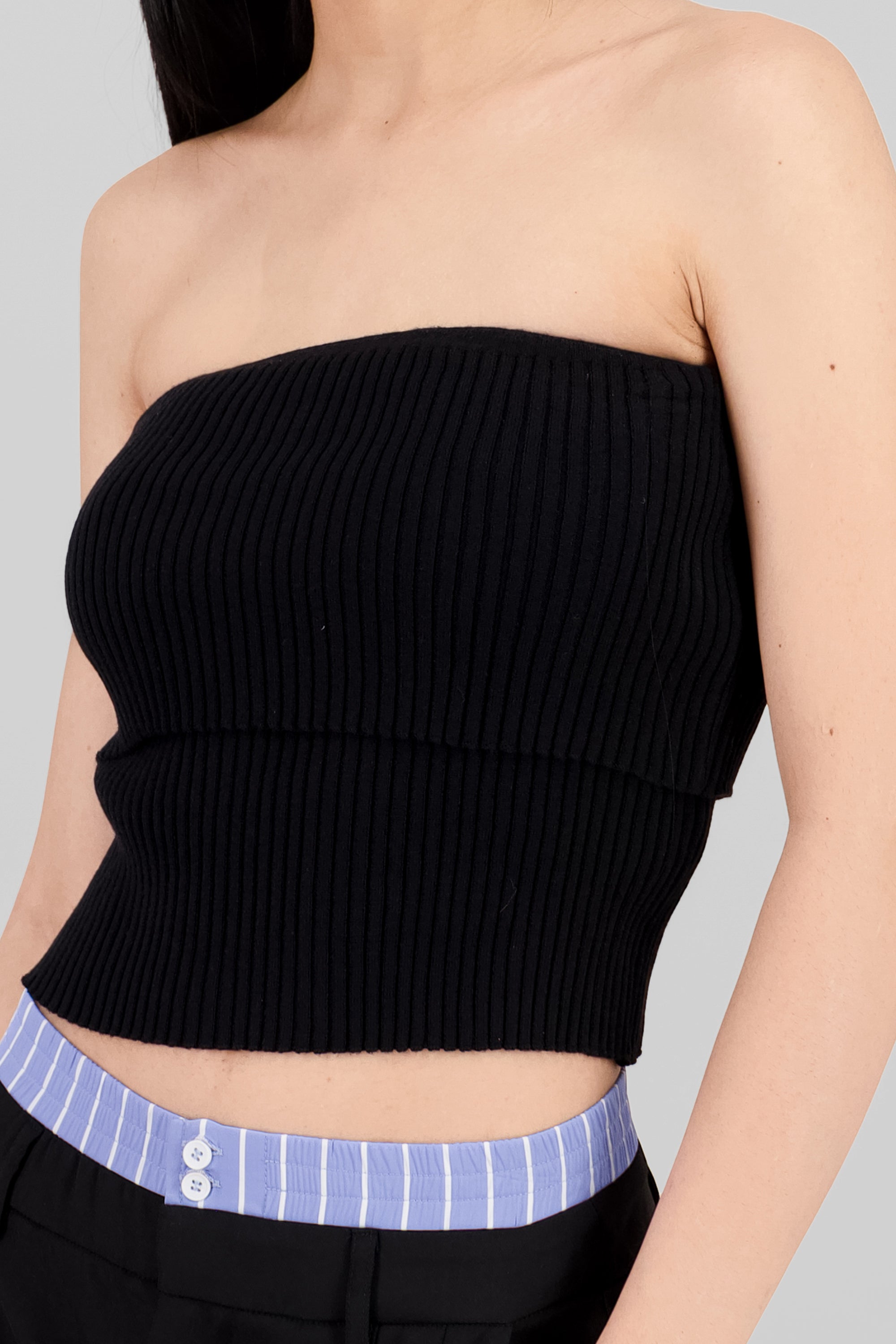 Thick Knit Off Shoulder Top BLACK