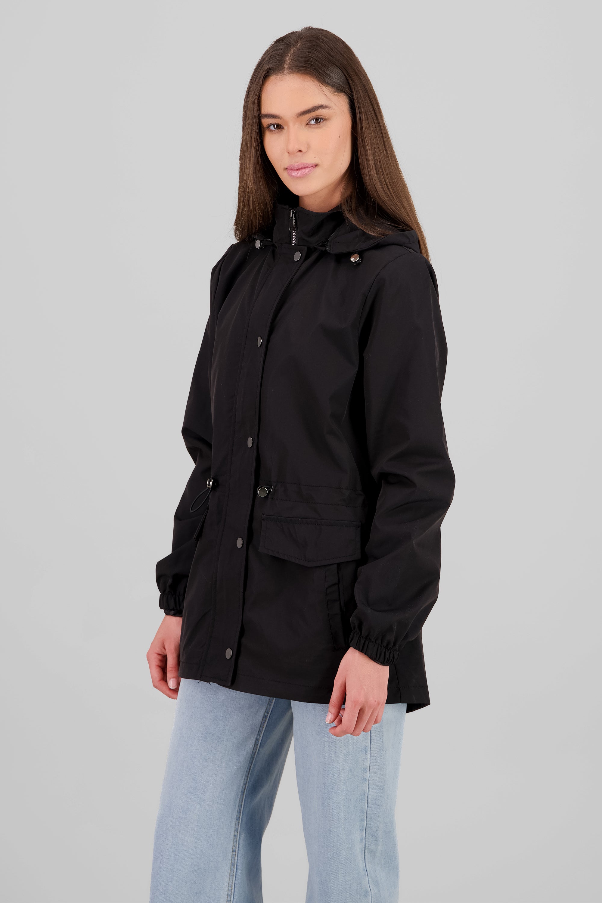 Short Buttoned Gabardine BLACK