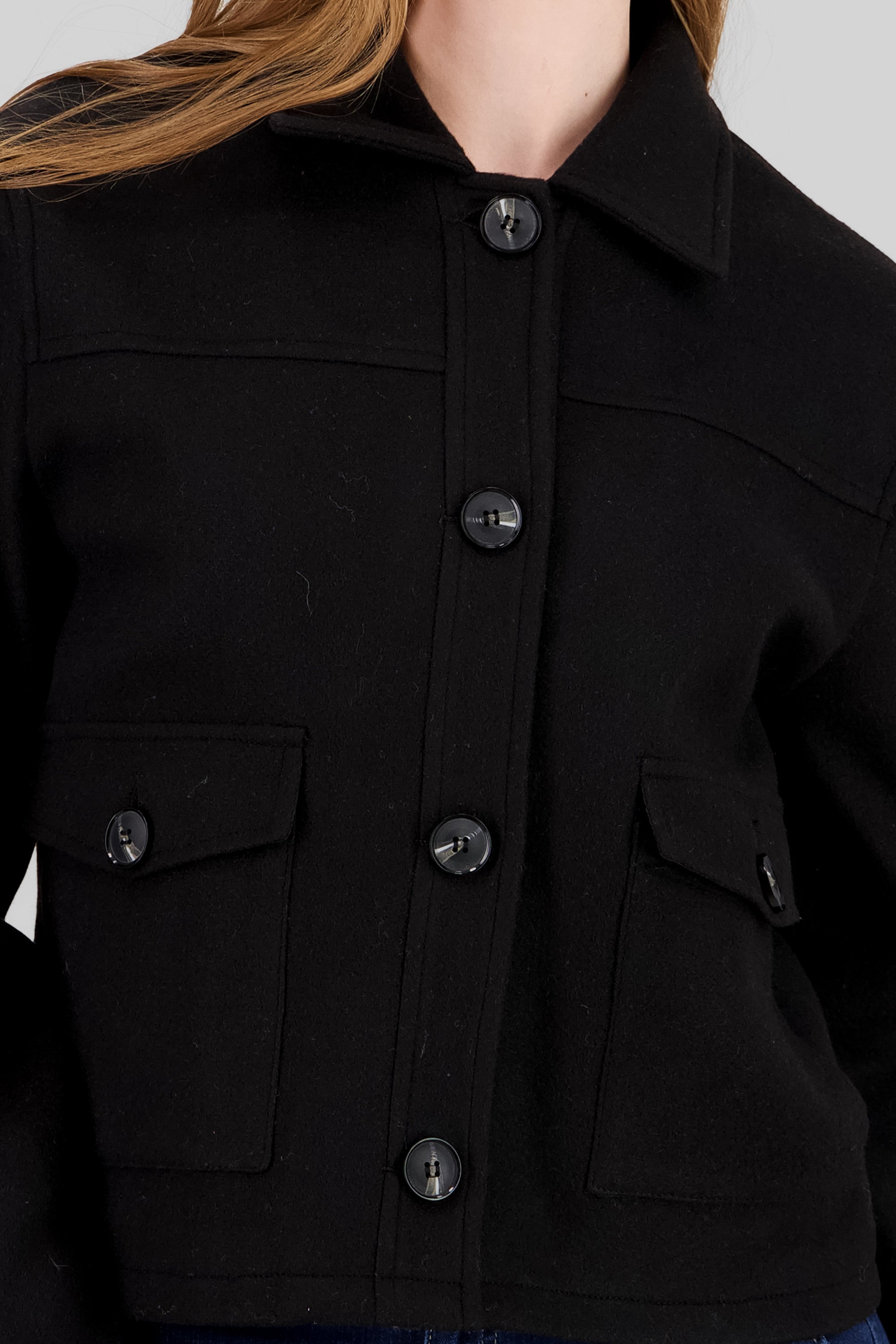 Long Sleeves and Pockets Jacket BLACK