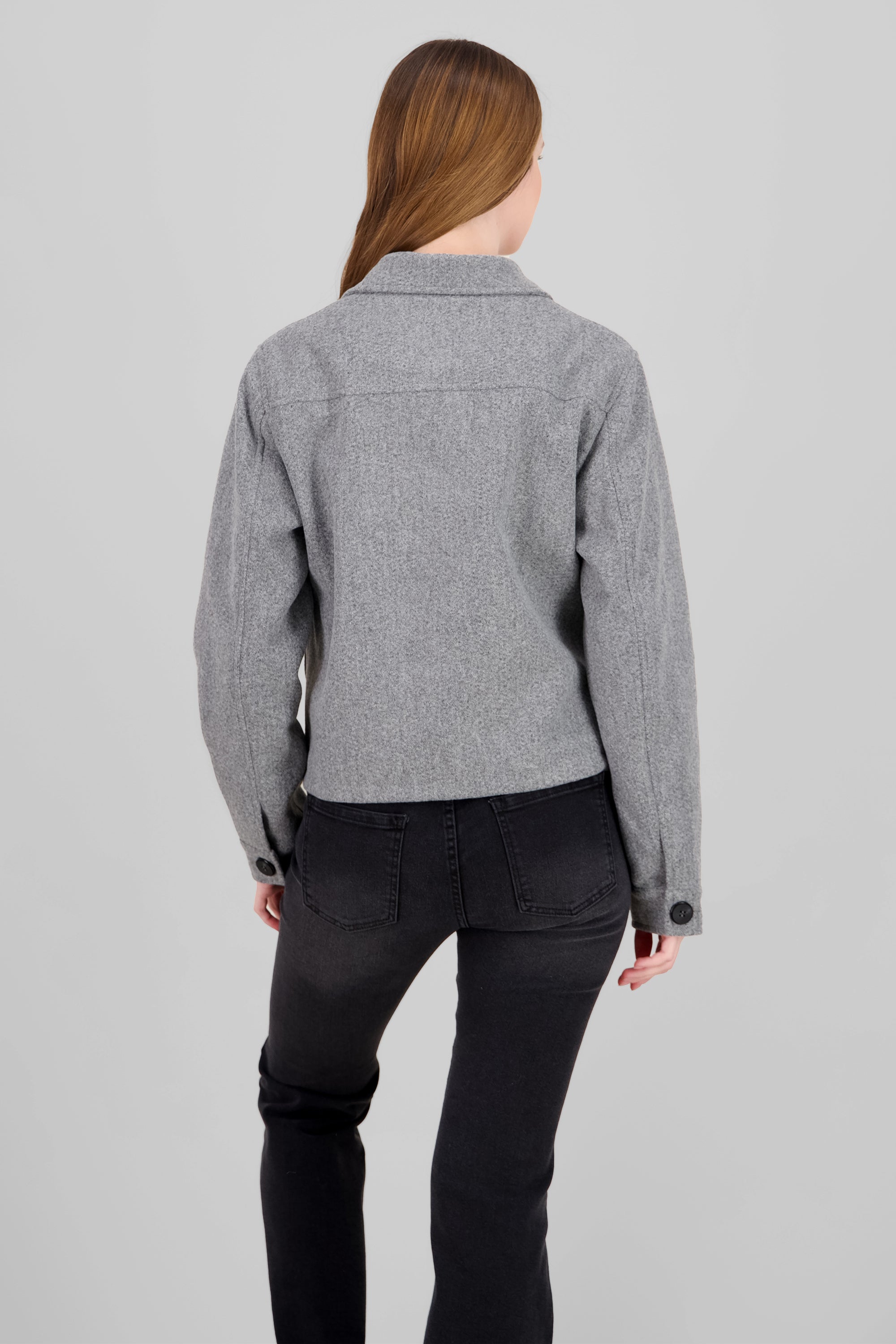 Long Sleeves and Pockets Jacket HEATHER GRAY