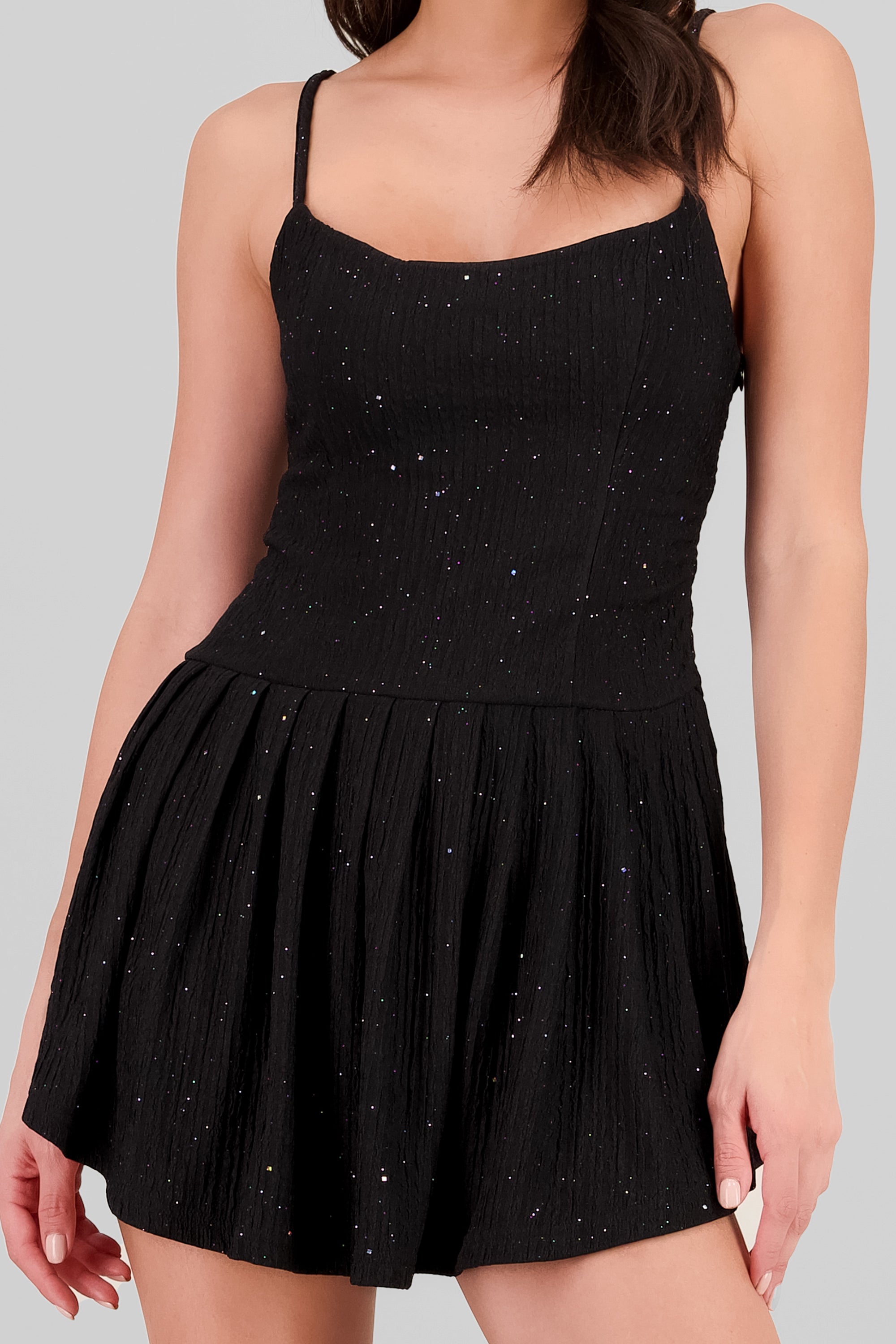 Velvet Sparkly Mini Dress BLACK