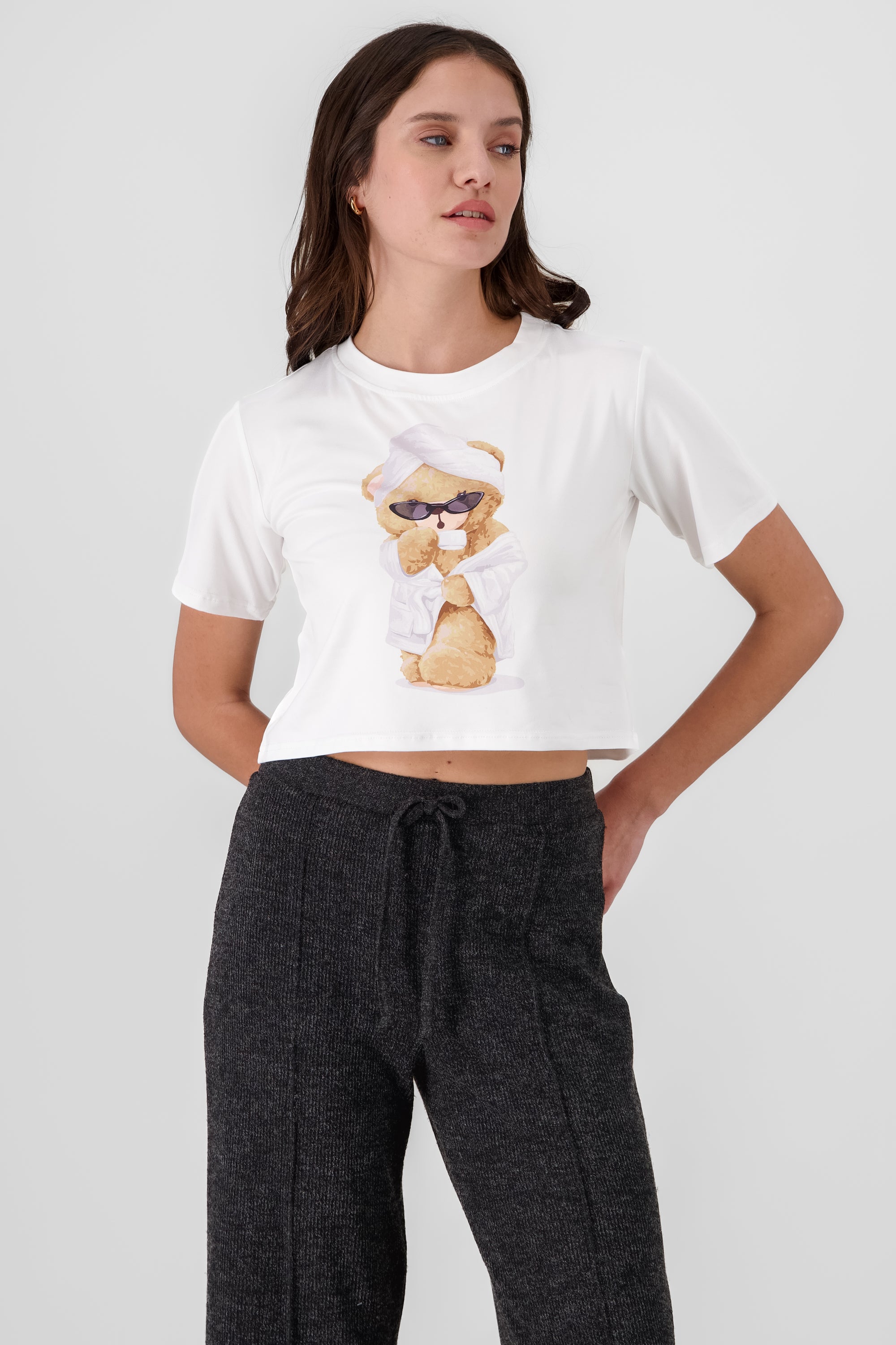 Teddy Bea Printed T Shirt WHITE