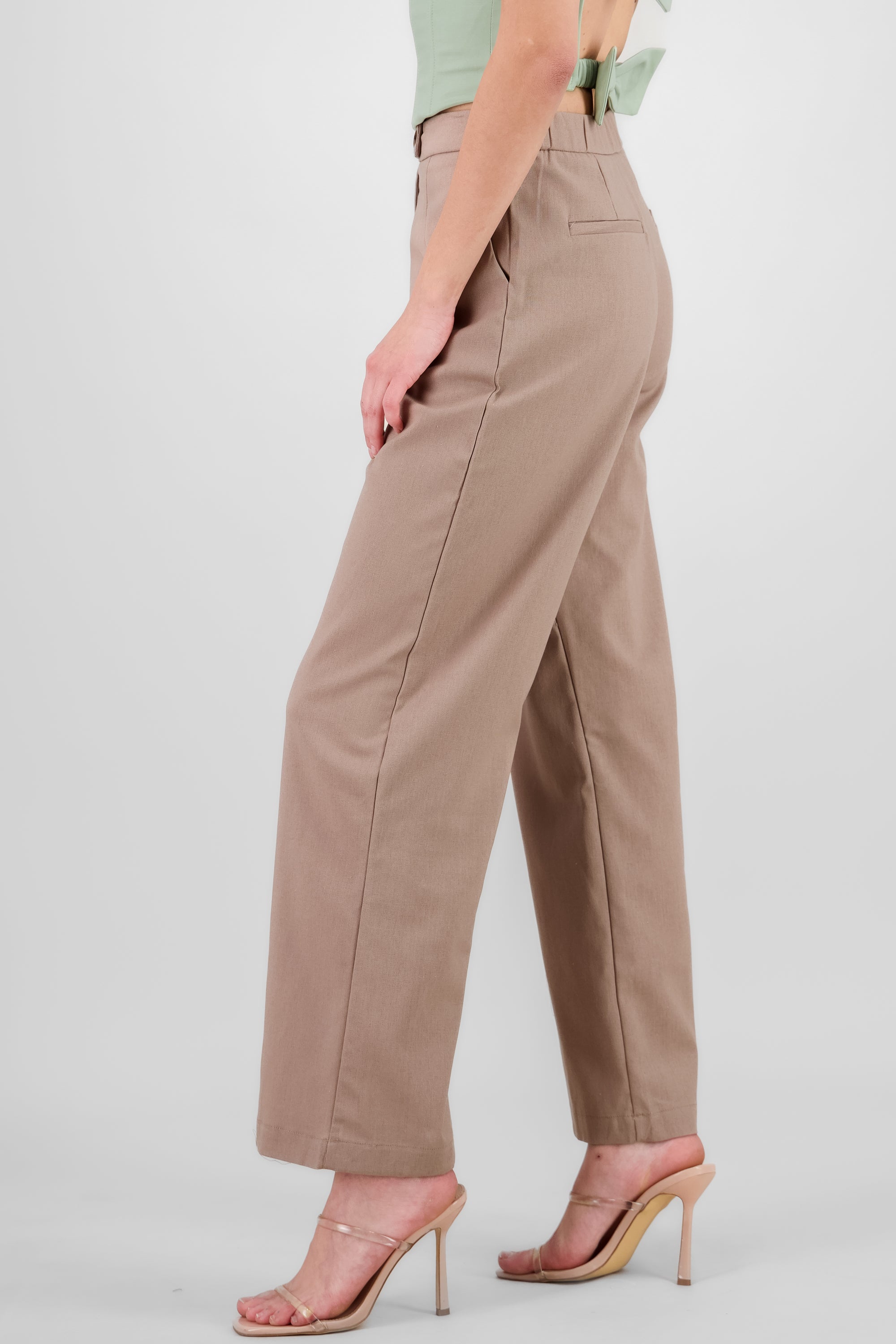 Wide Leg Pants in cotton and linen blend BROWN