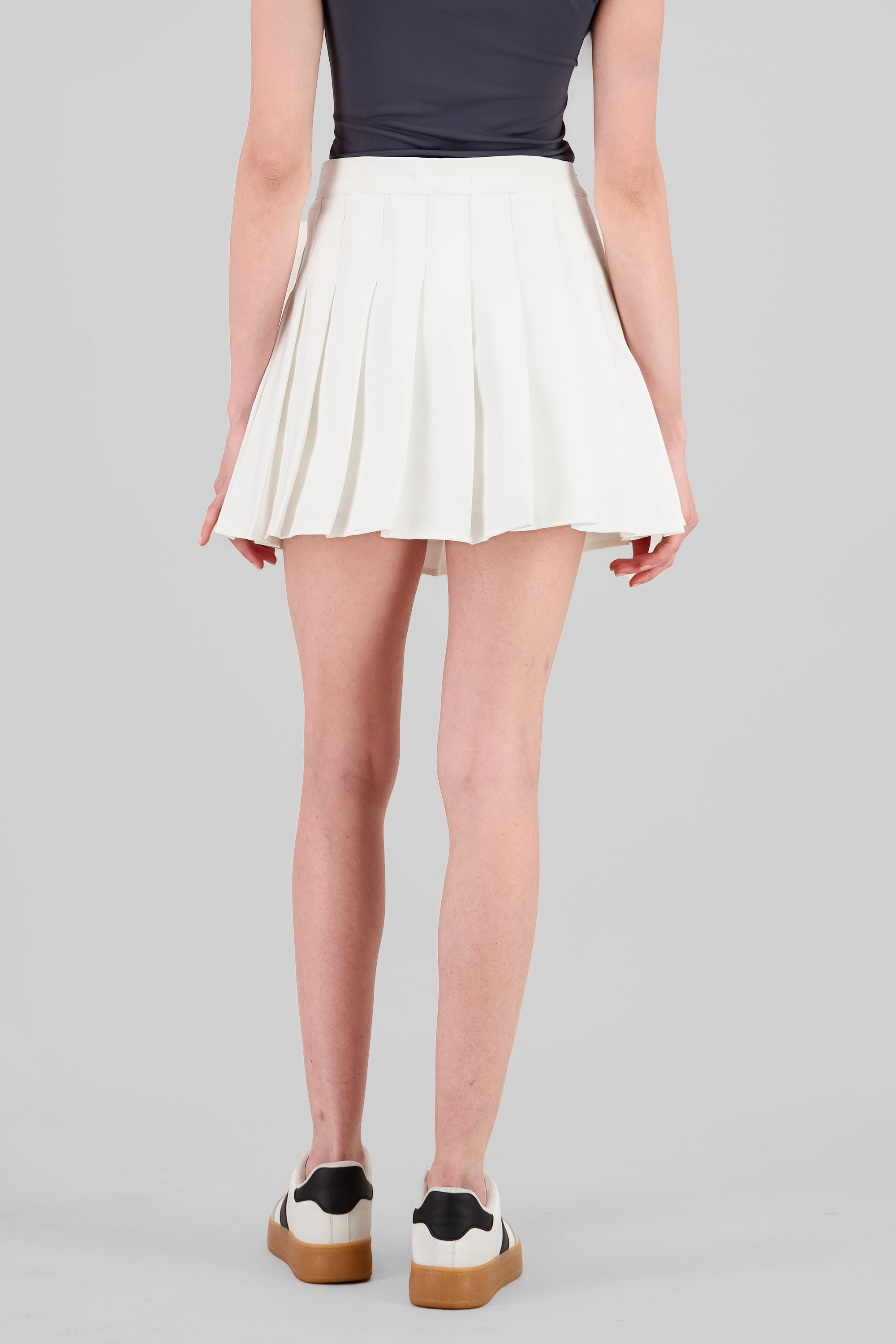 Pleated Mini Skirt with Shorts WHITE