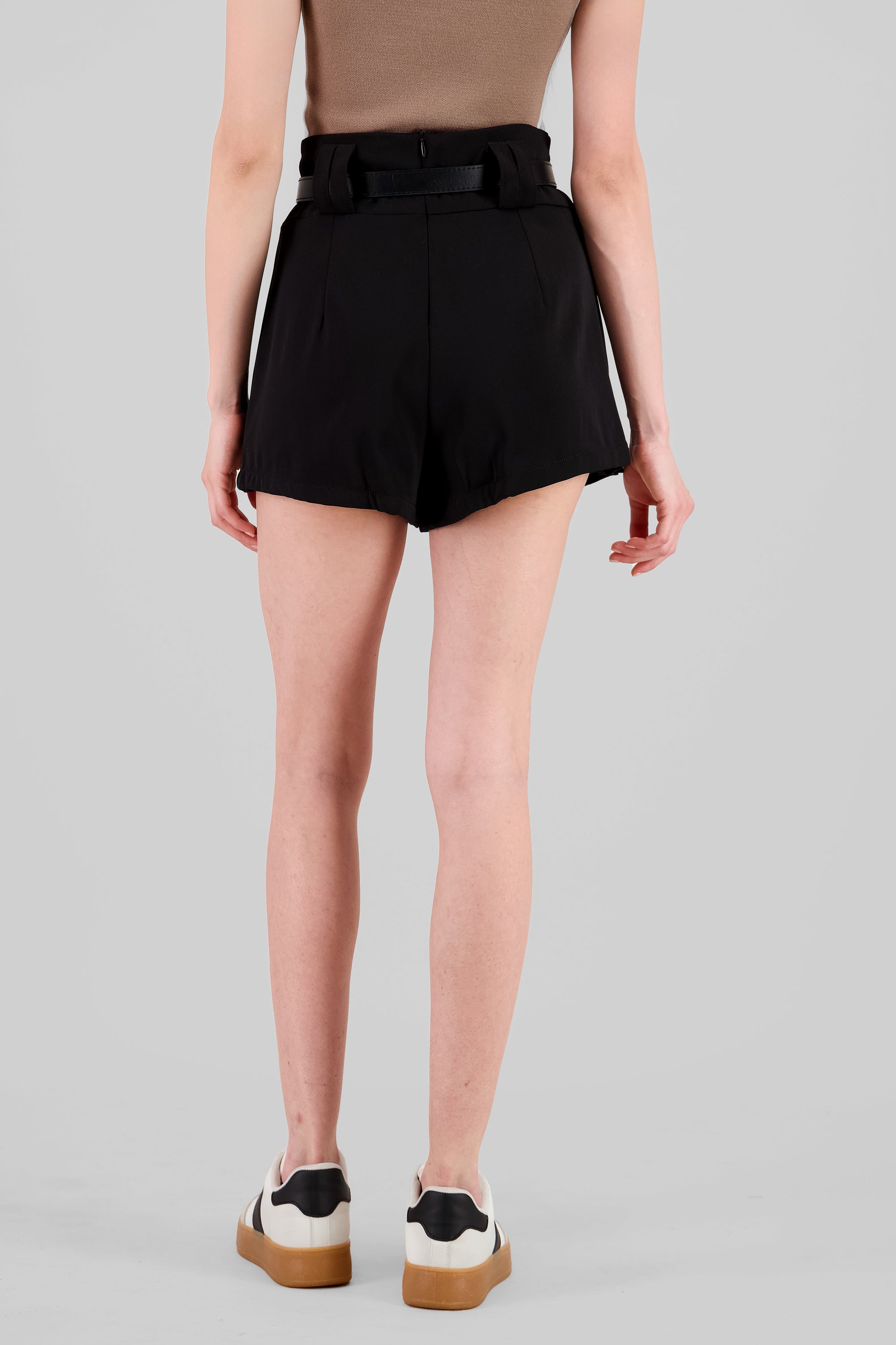 Pleated Mini Skirt with Shorts BLACK