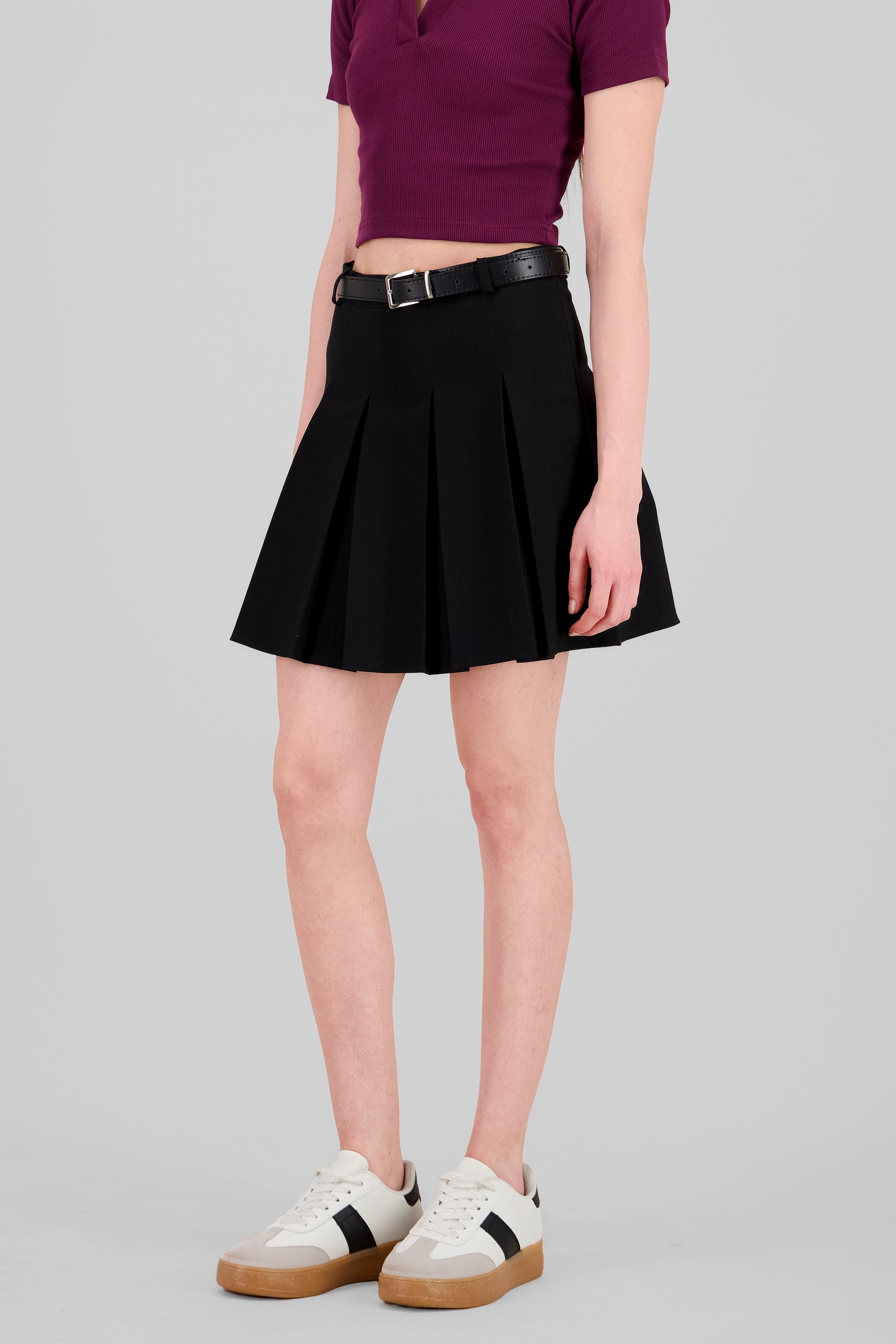 Pleated Mini Skirt BLACK