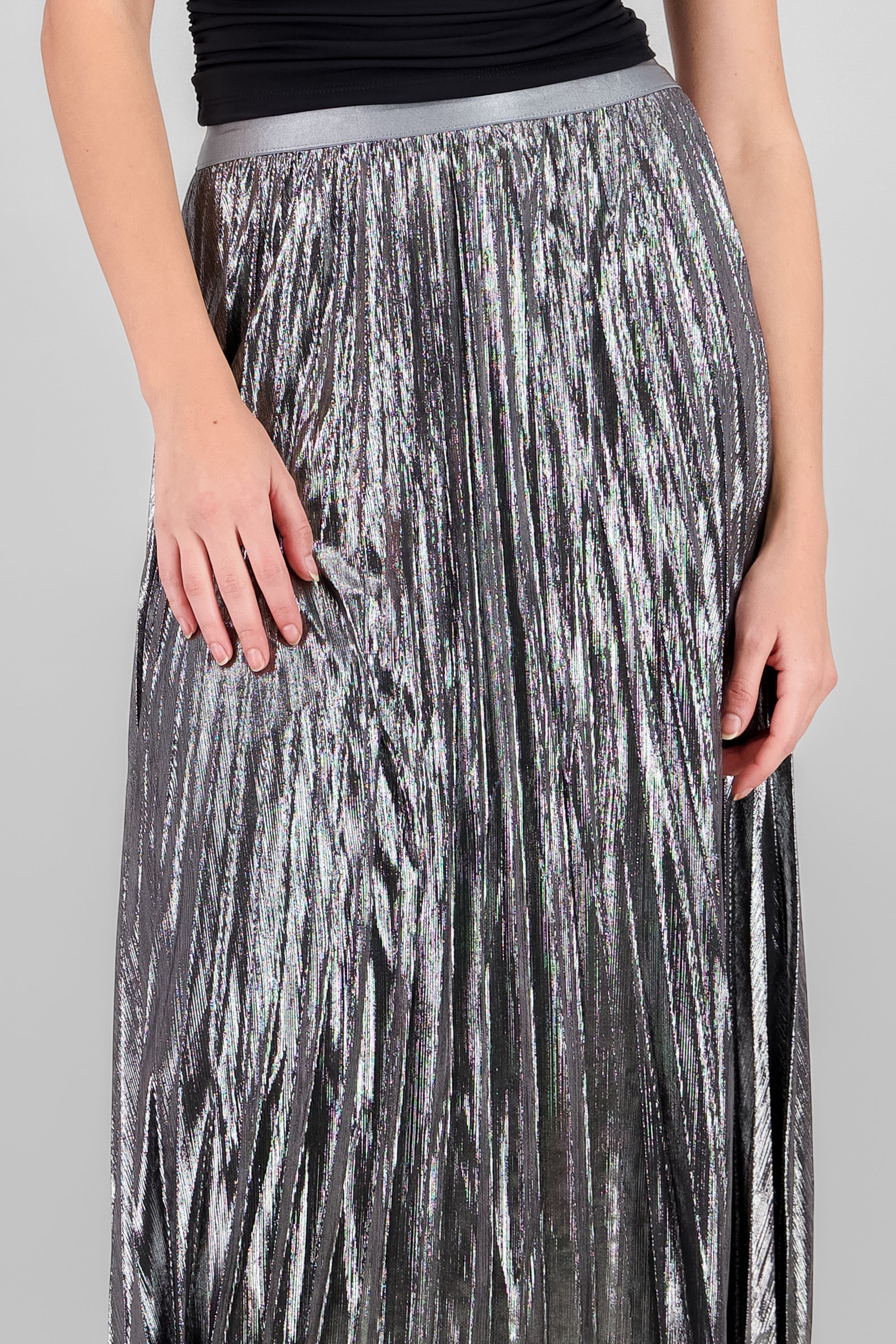 Metallic Midi Skirt SILVER