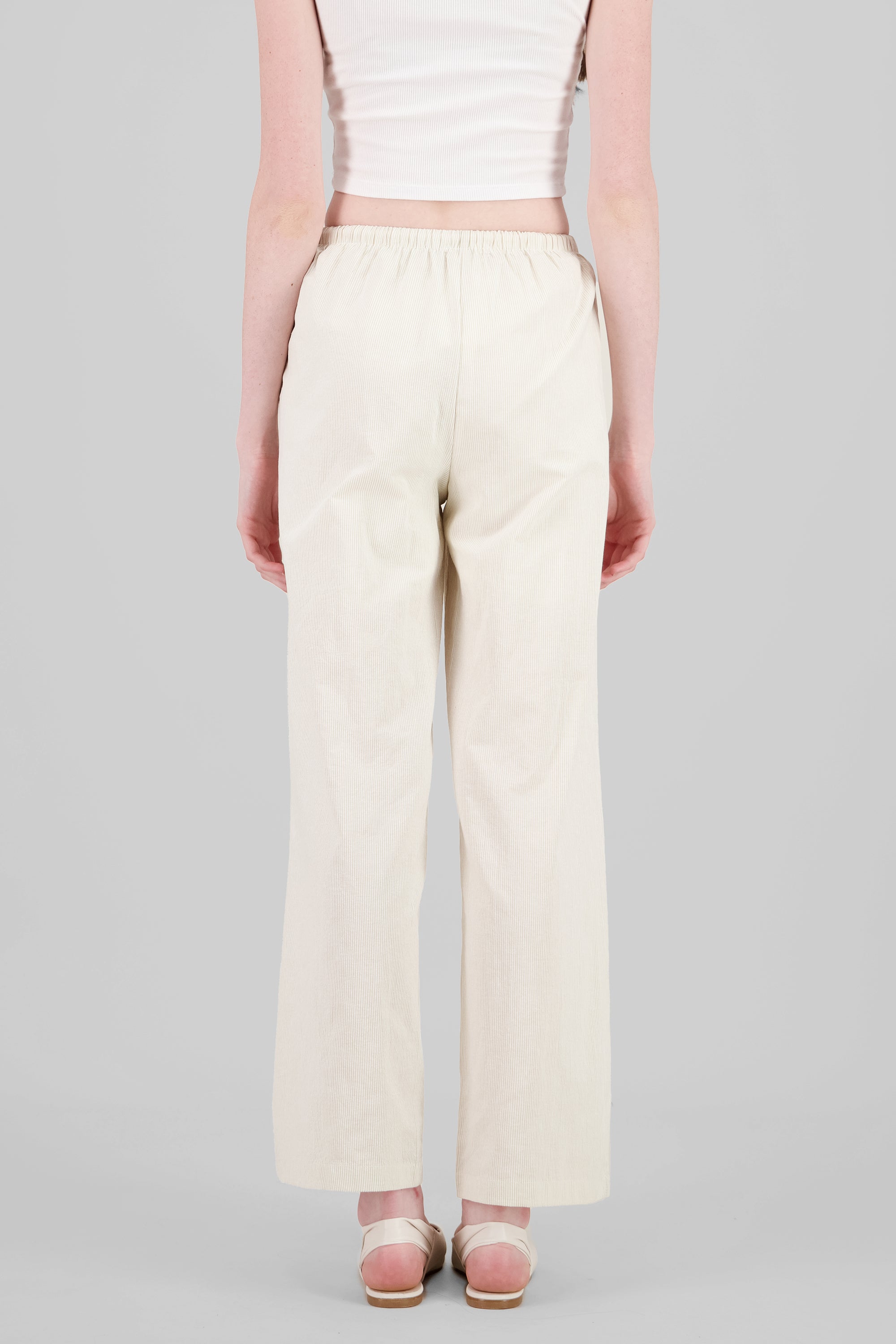 Striped Straight Pants BEIGE