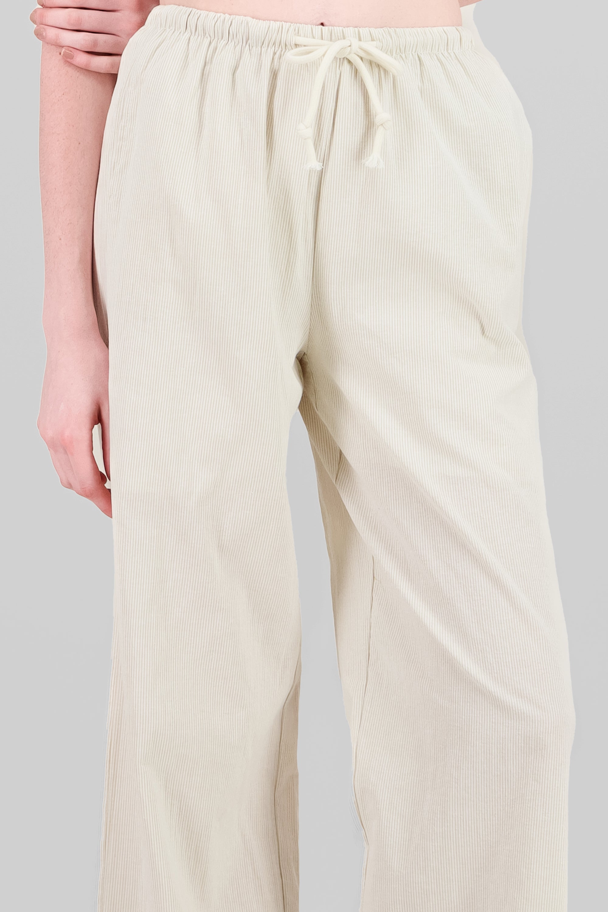 Striped Straight Pants BEIGE