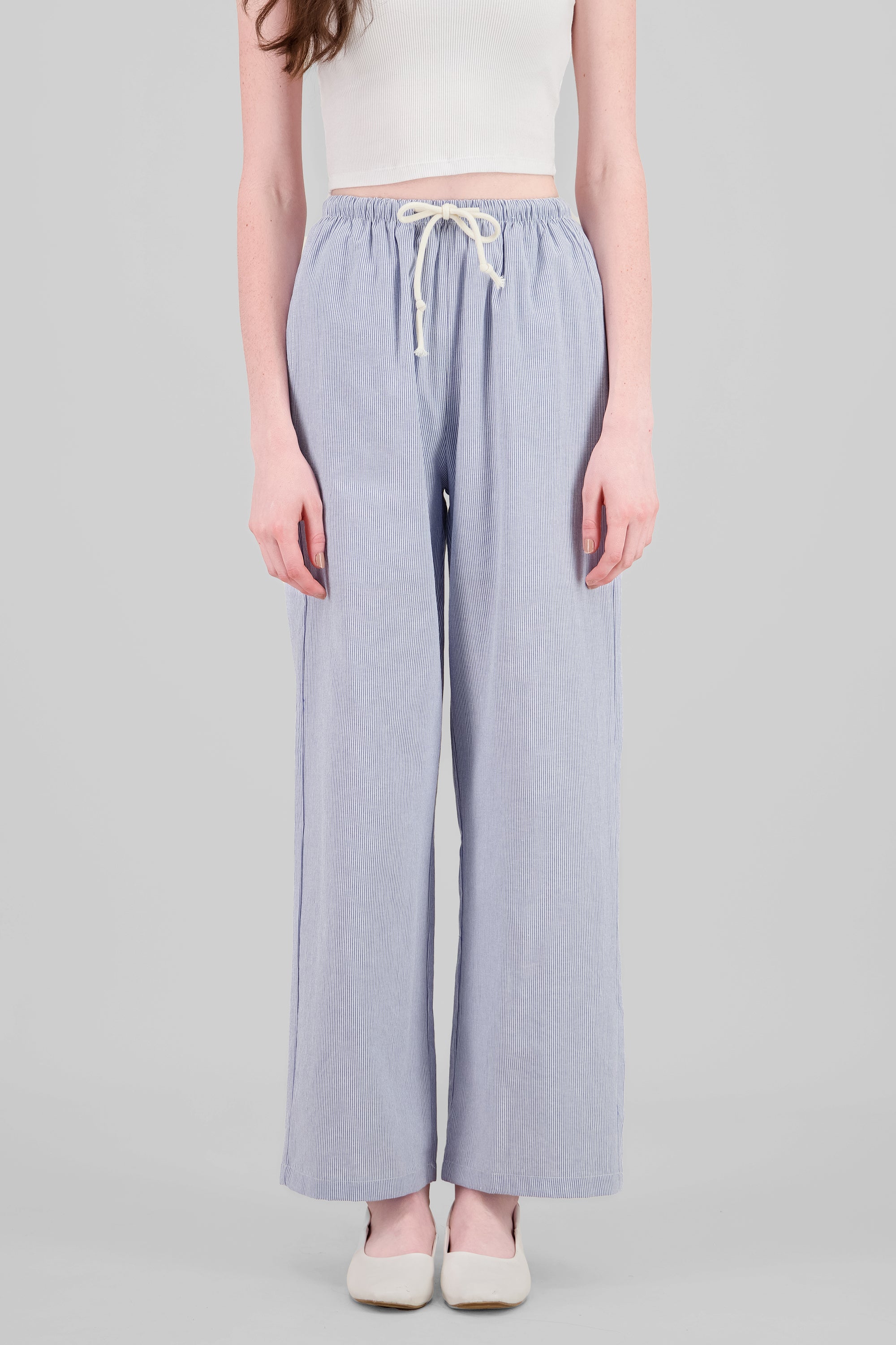 Striped Straight Pants BLUE