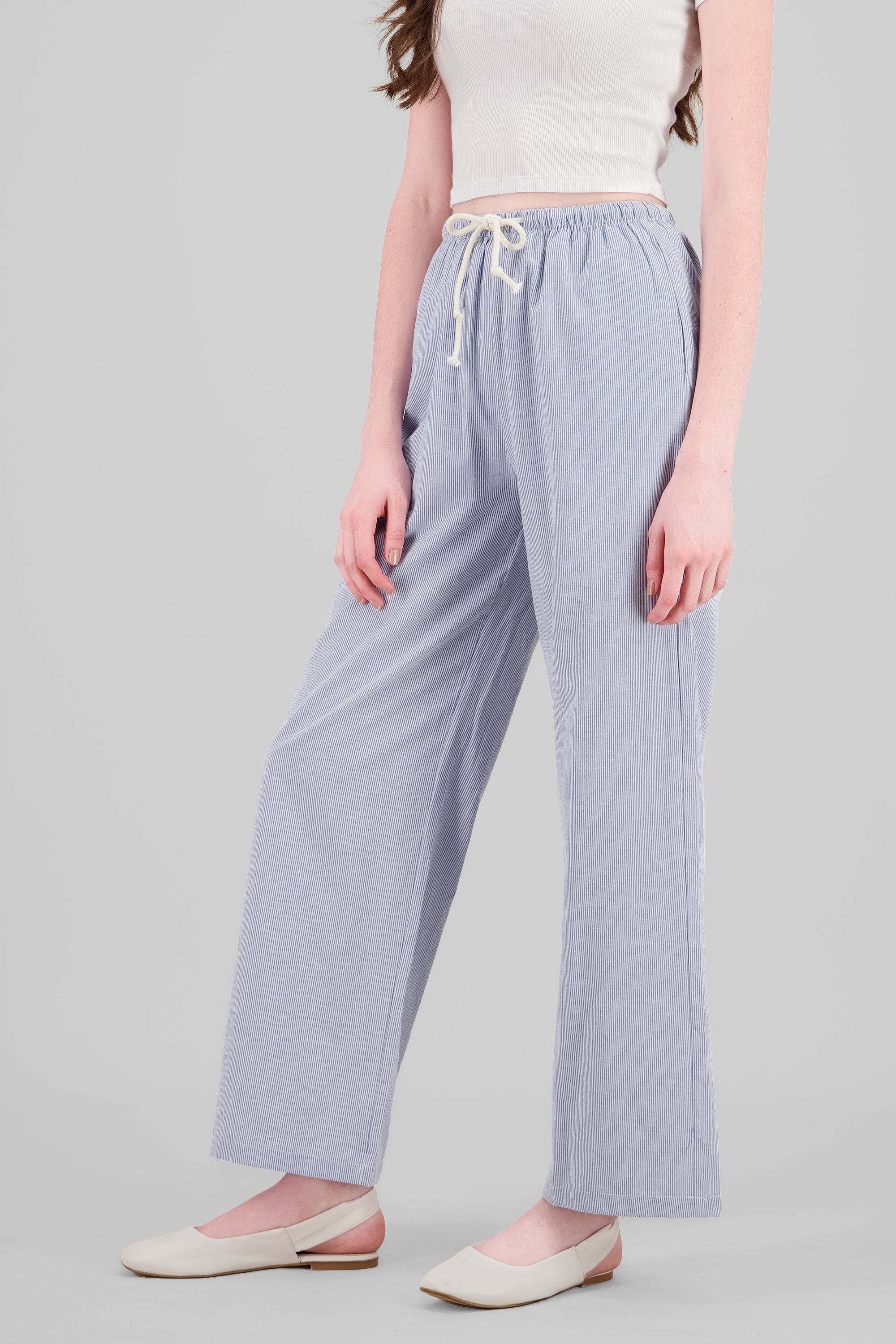 Striped Straight Pants BLUE