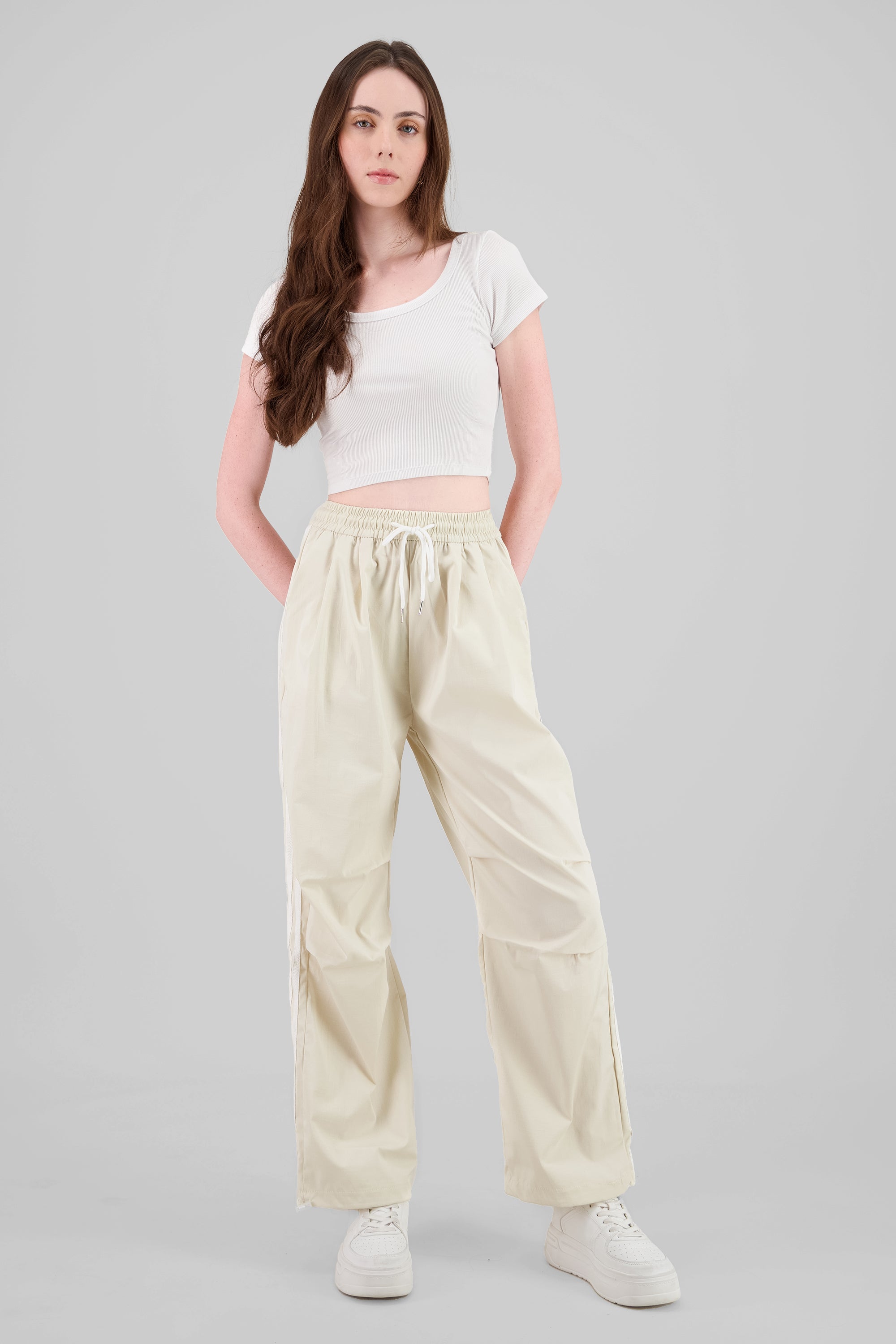 Striped Parachute Pants IVORY