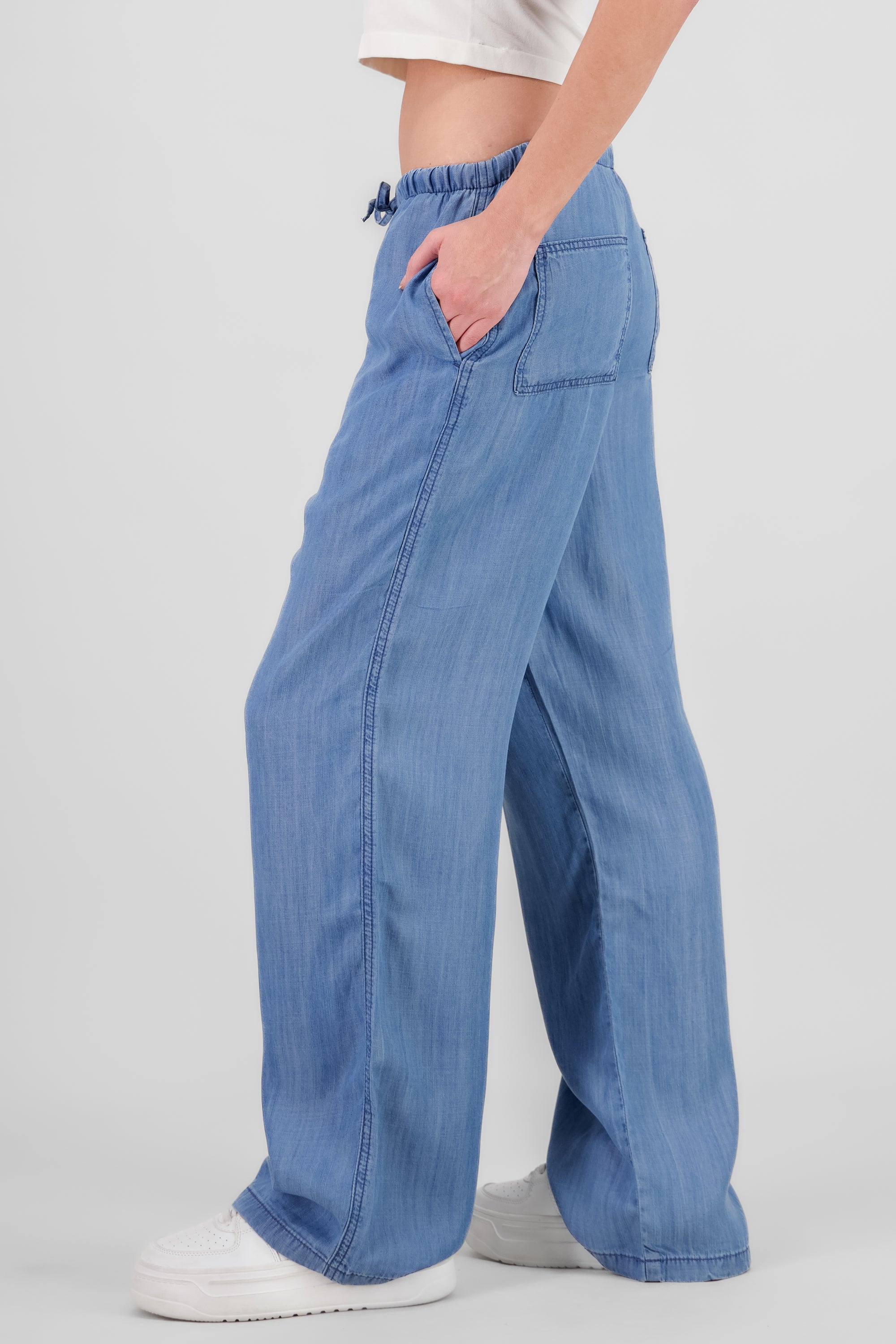 Fluid Pants with Drawstring MEDIUM WASH