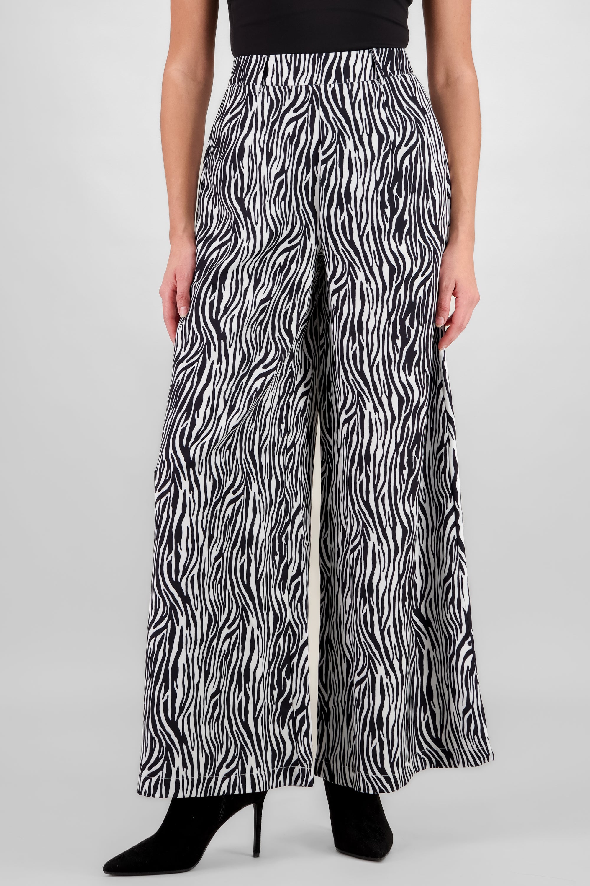 Thin Corduroy Zebra Print Pants BLACK COMBO