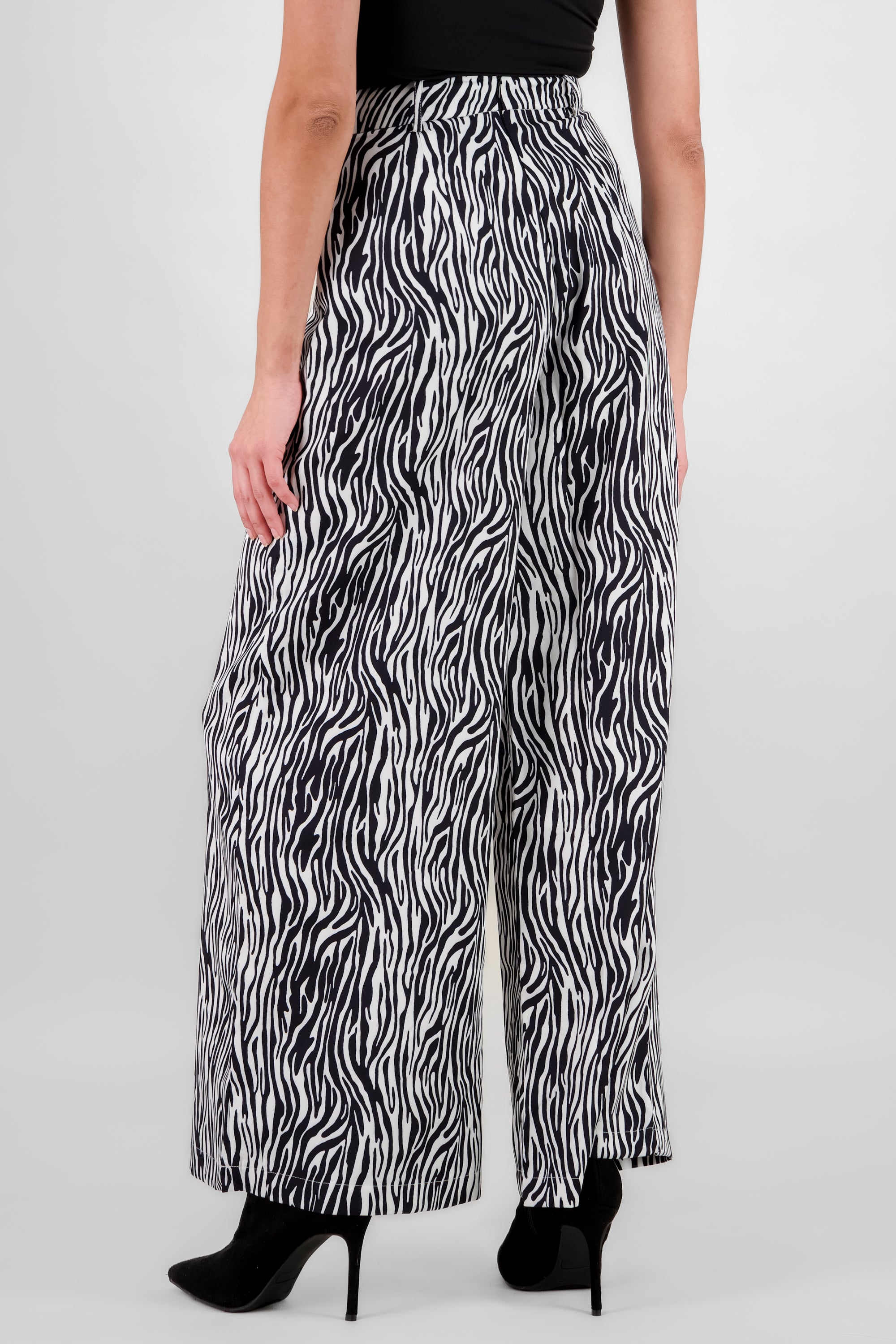 Thin Corduroy Zebra Print Pants BLACK COMBO