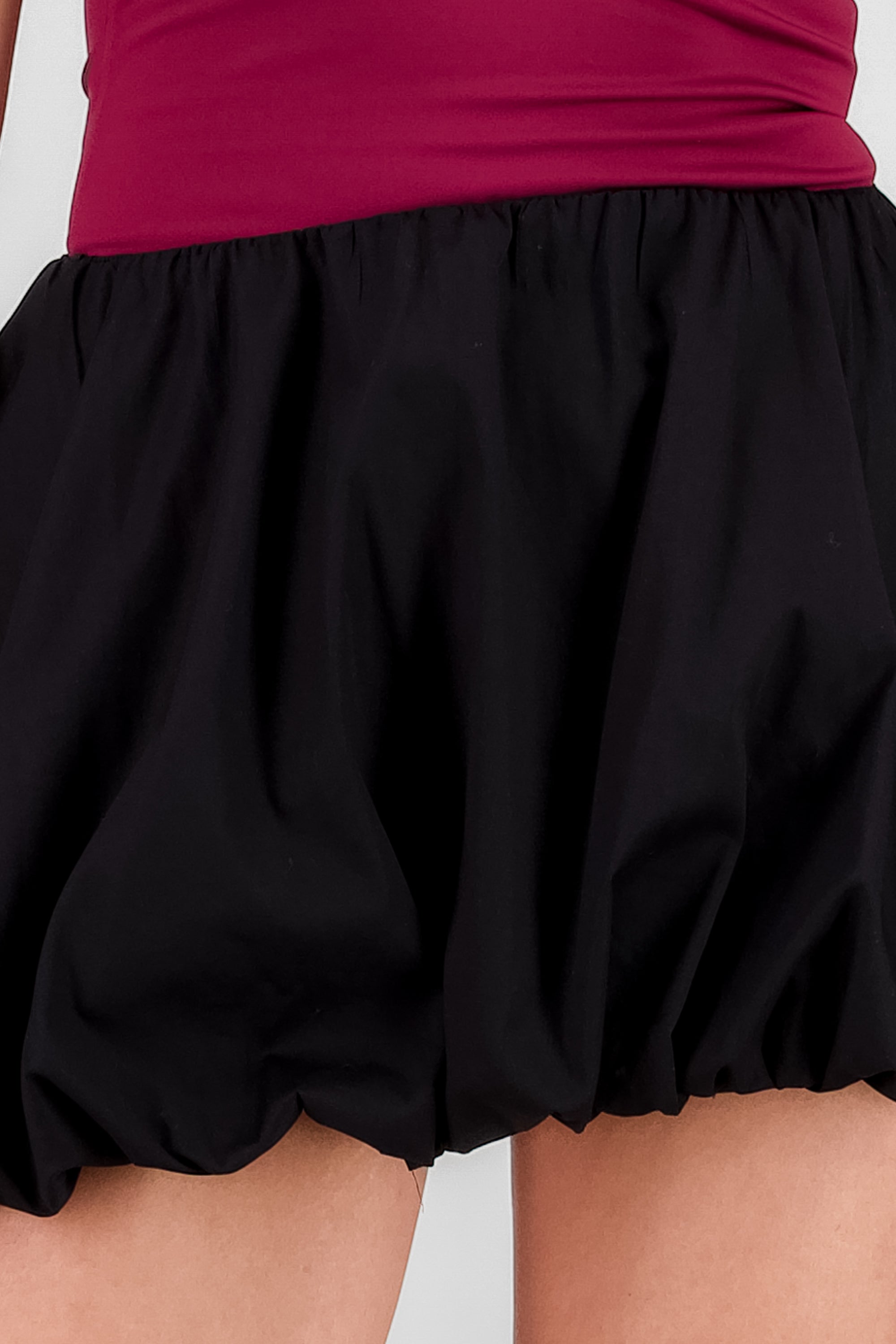 Bubble Hem Mini Skirt BLACK