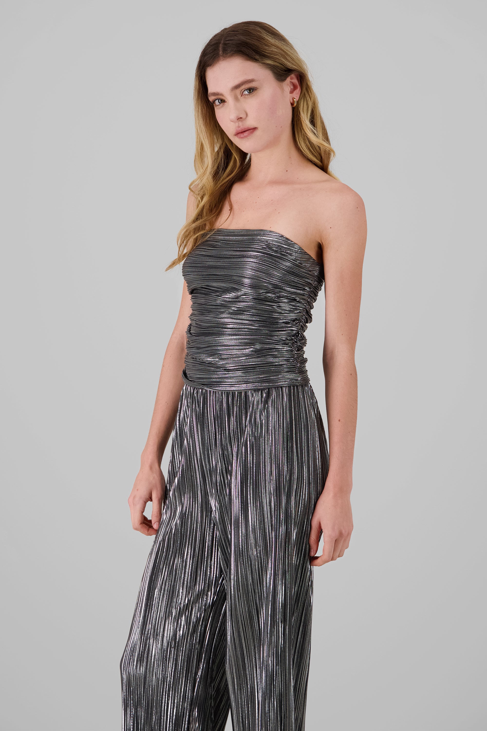 Draped Metallic Top SILVER