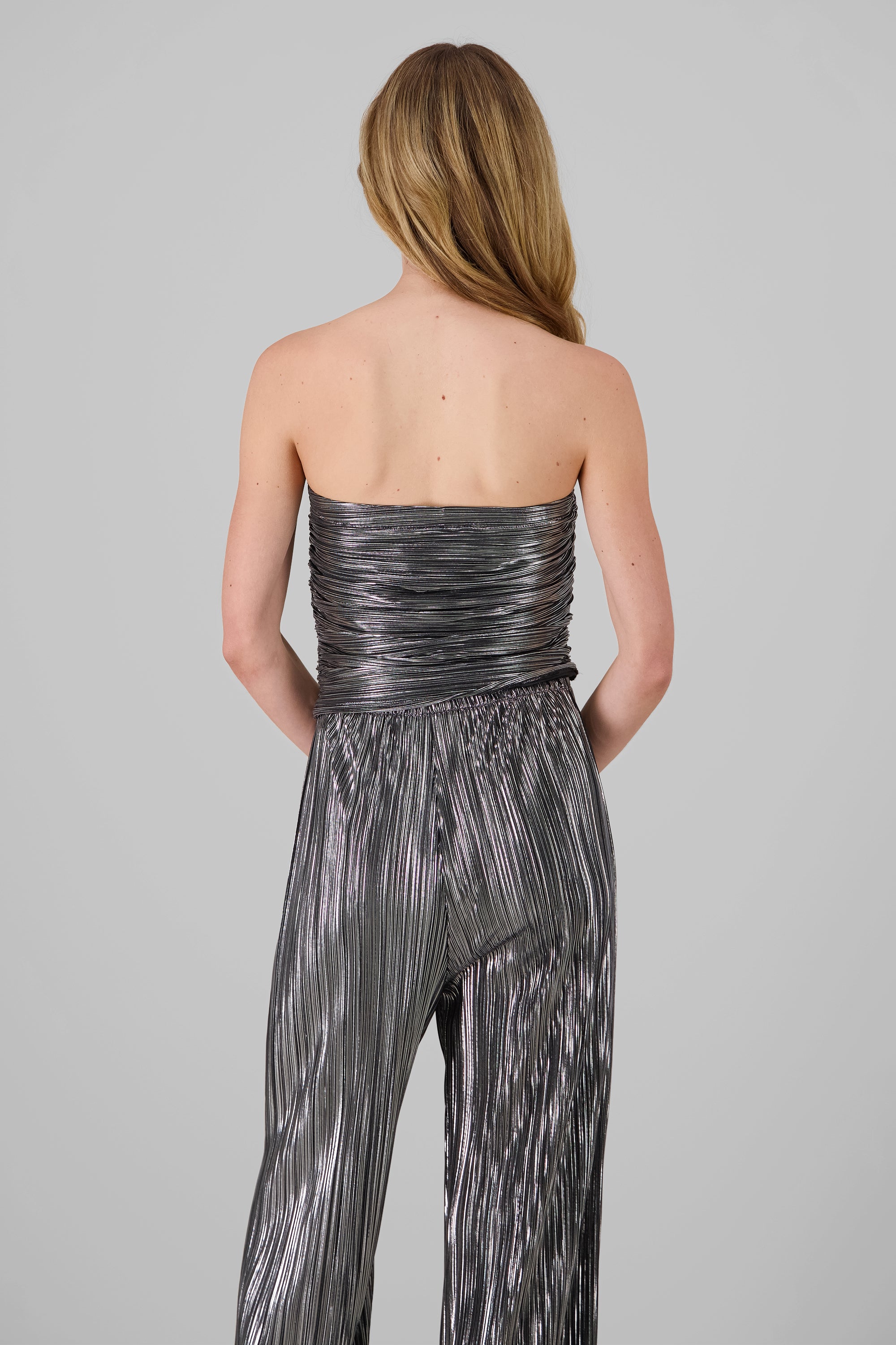 Draped Metallic Top SILVER