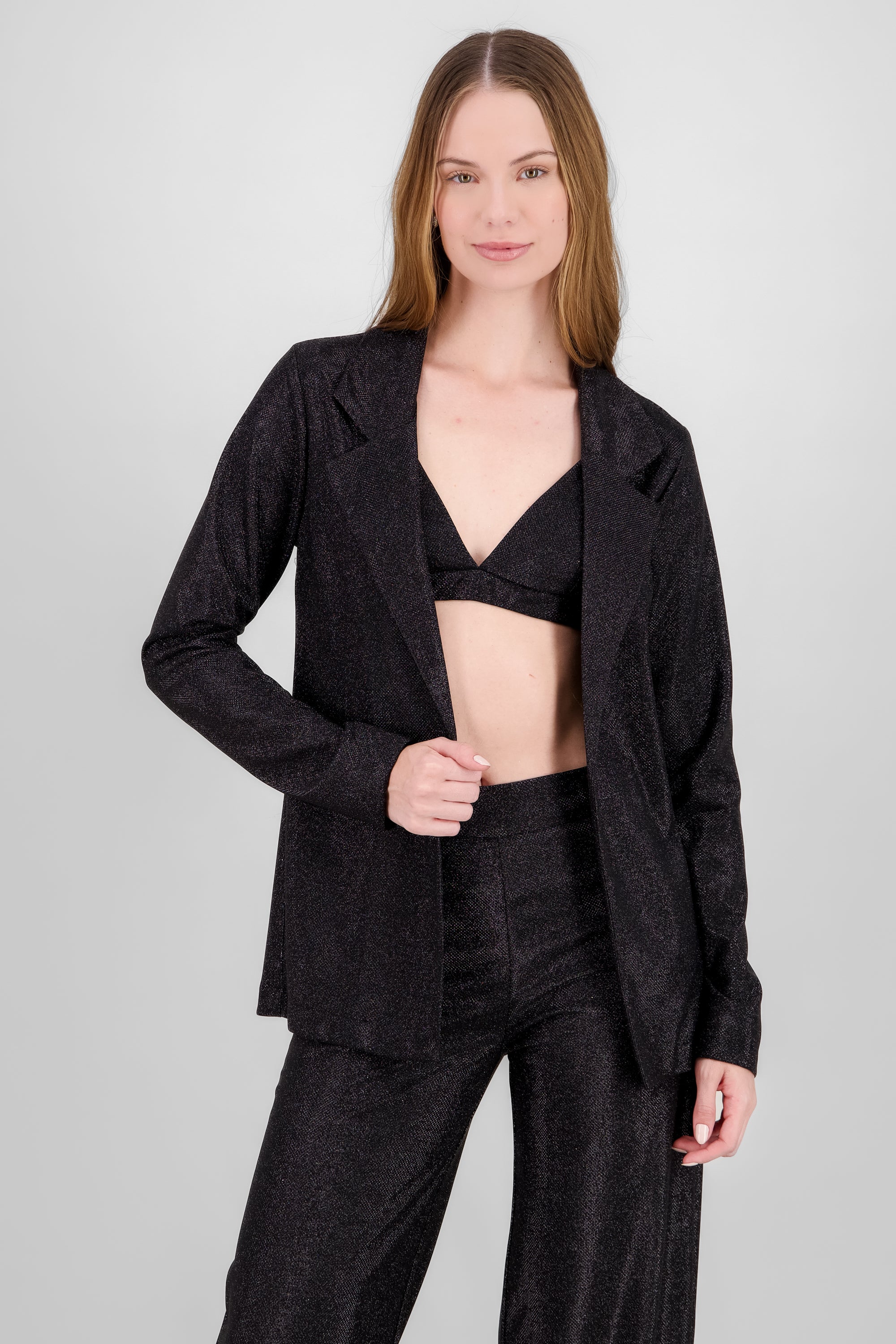 Oversized Glitter Blazer BLACK