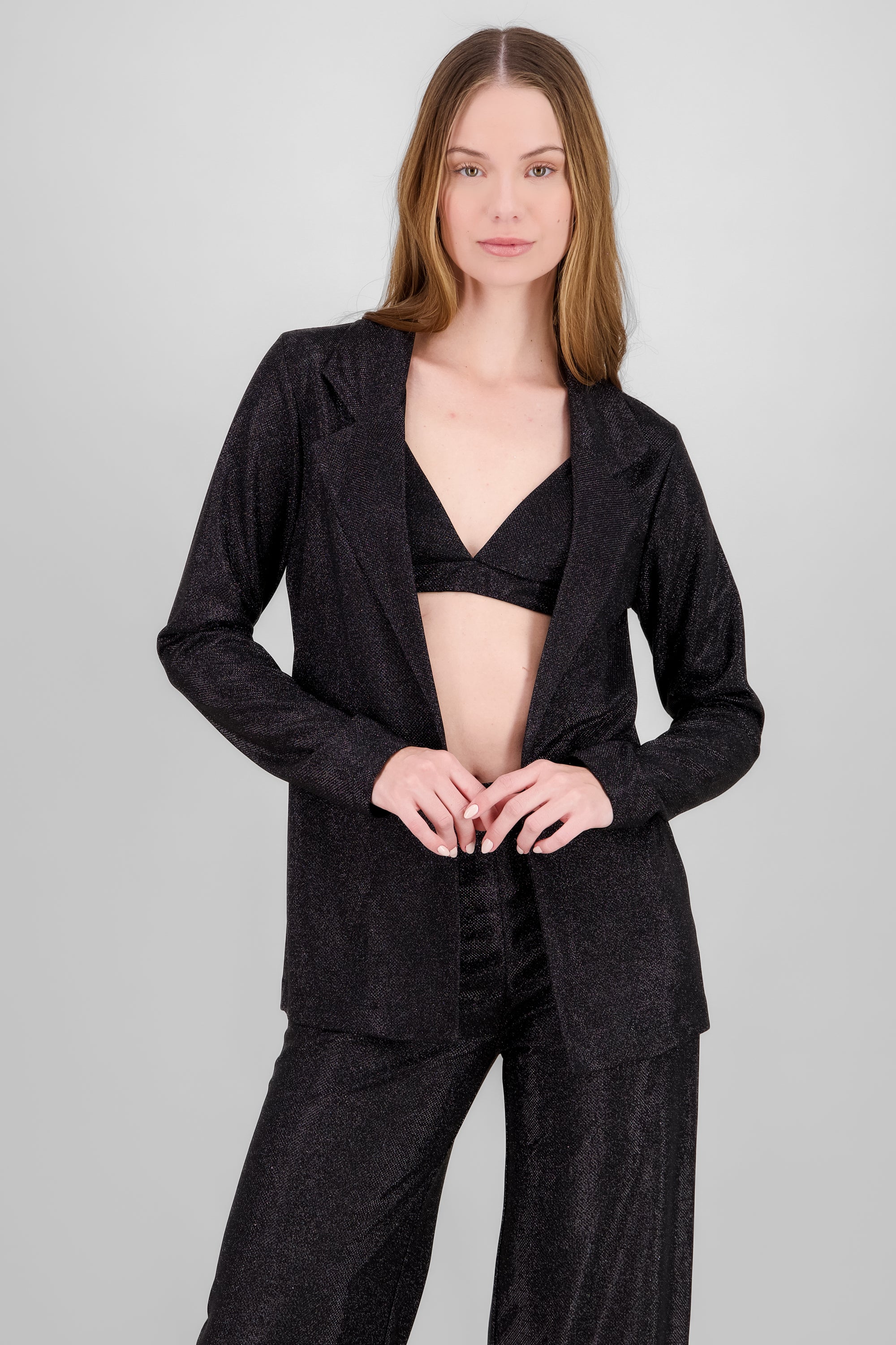 Oversized Glitter Blazer BLACK