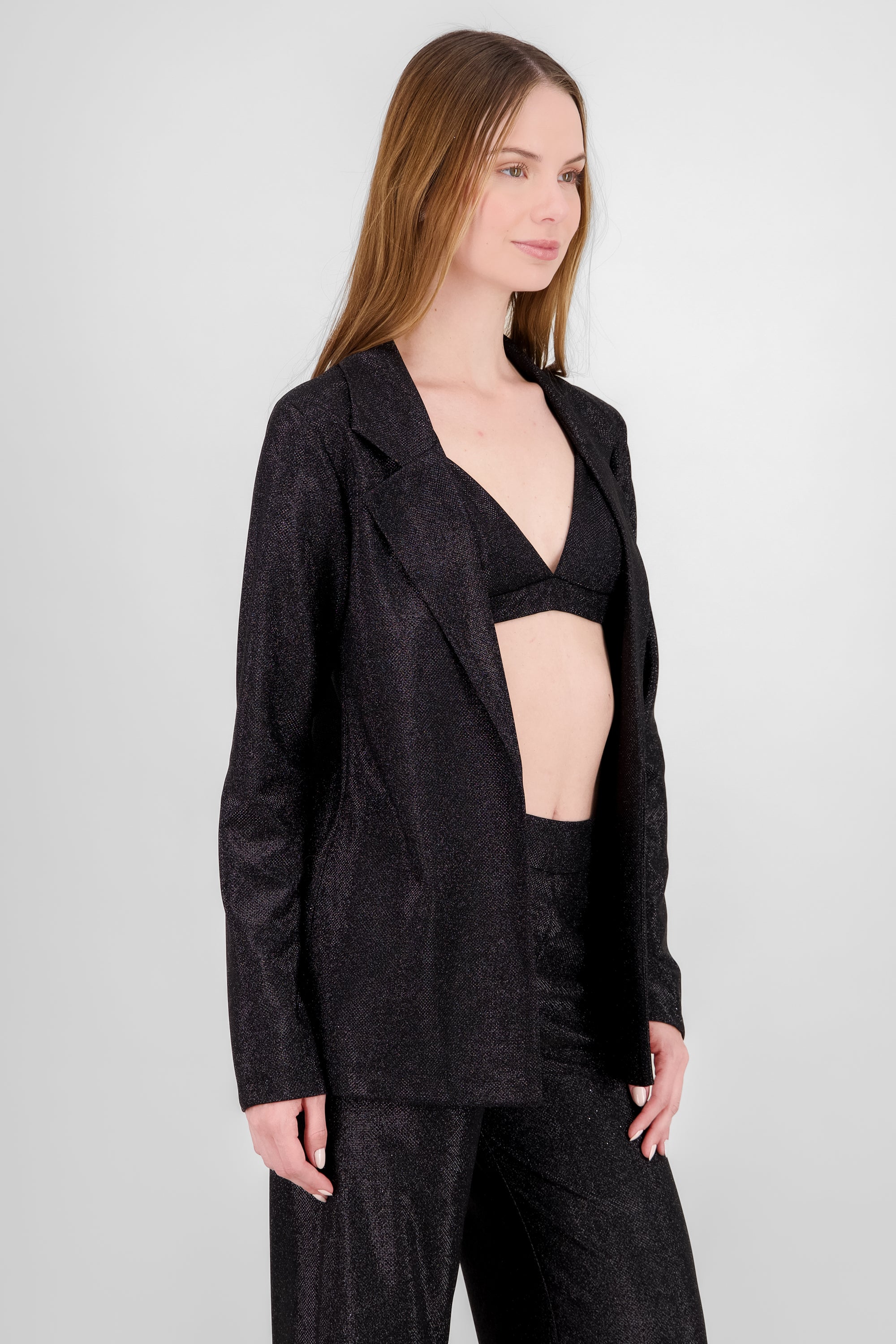 Oversized Glitter Blazer BLACK