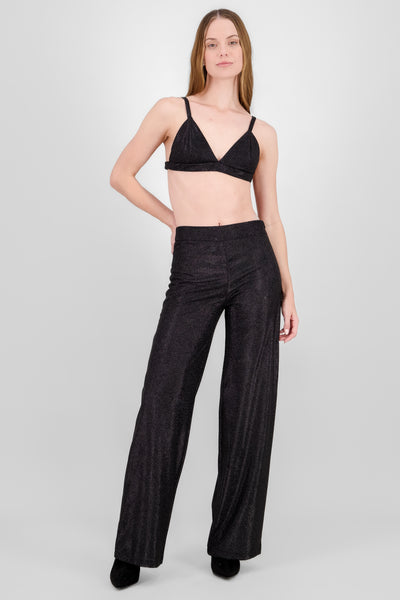 Wide Leg Glitter Pants BLACK