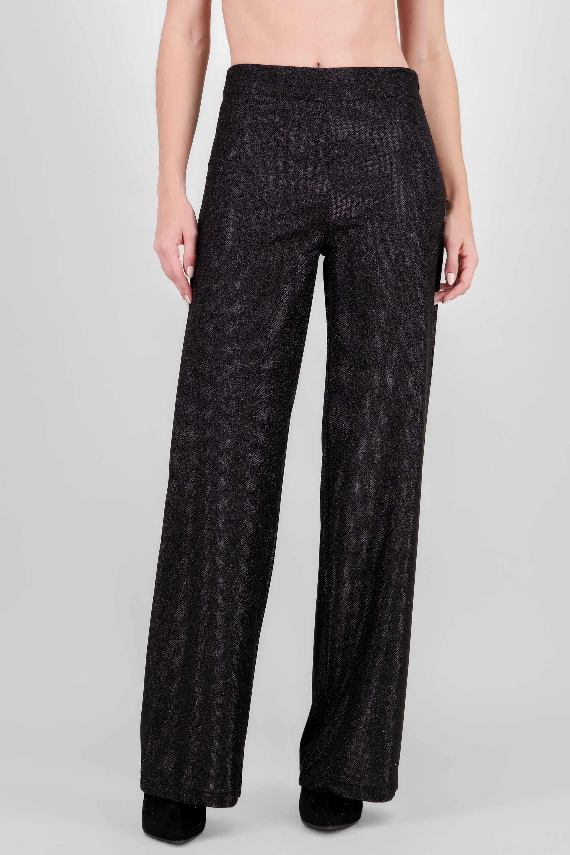 Wide Leg Glitter Pants BLACK