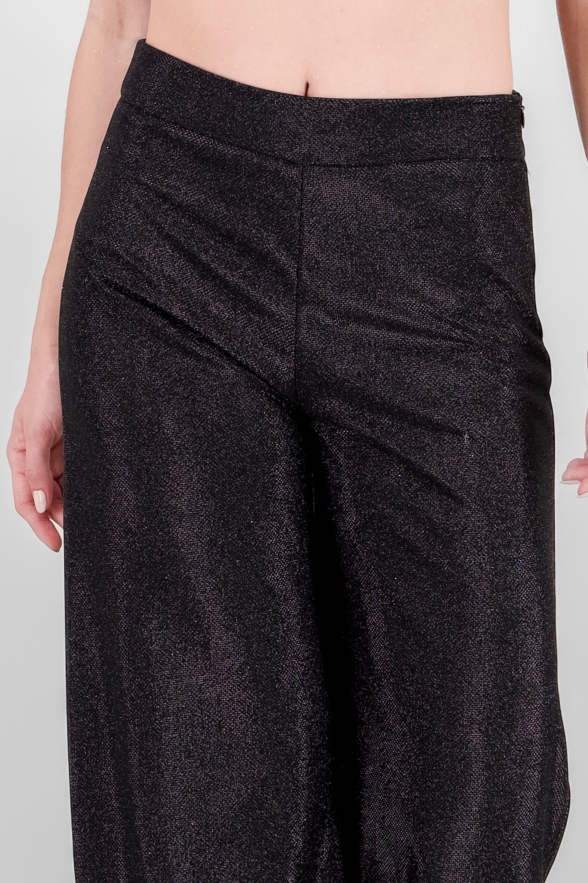 Wide Leg Glitter Pants BLACK